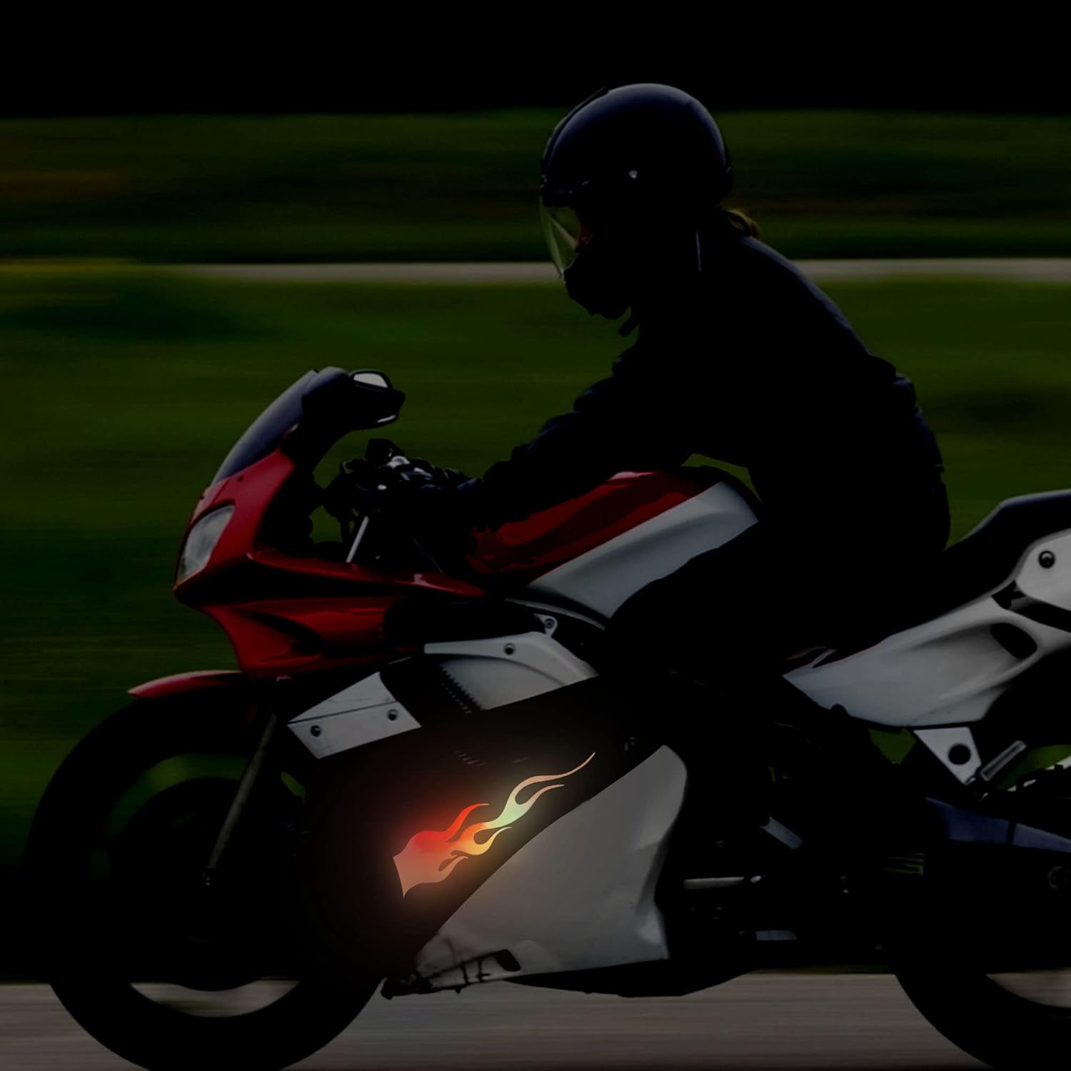 TOMALL 4 Pcs 11.4'' Flame Reflective Sticker for Car Vinyl Racing Sports Flame Stripe Decal for Golf Cart Off-Road Vehicles Motorcycles Bike Skateboard Laptop DIY Decoration (Gradient)