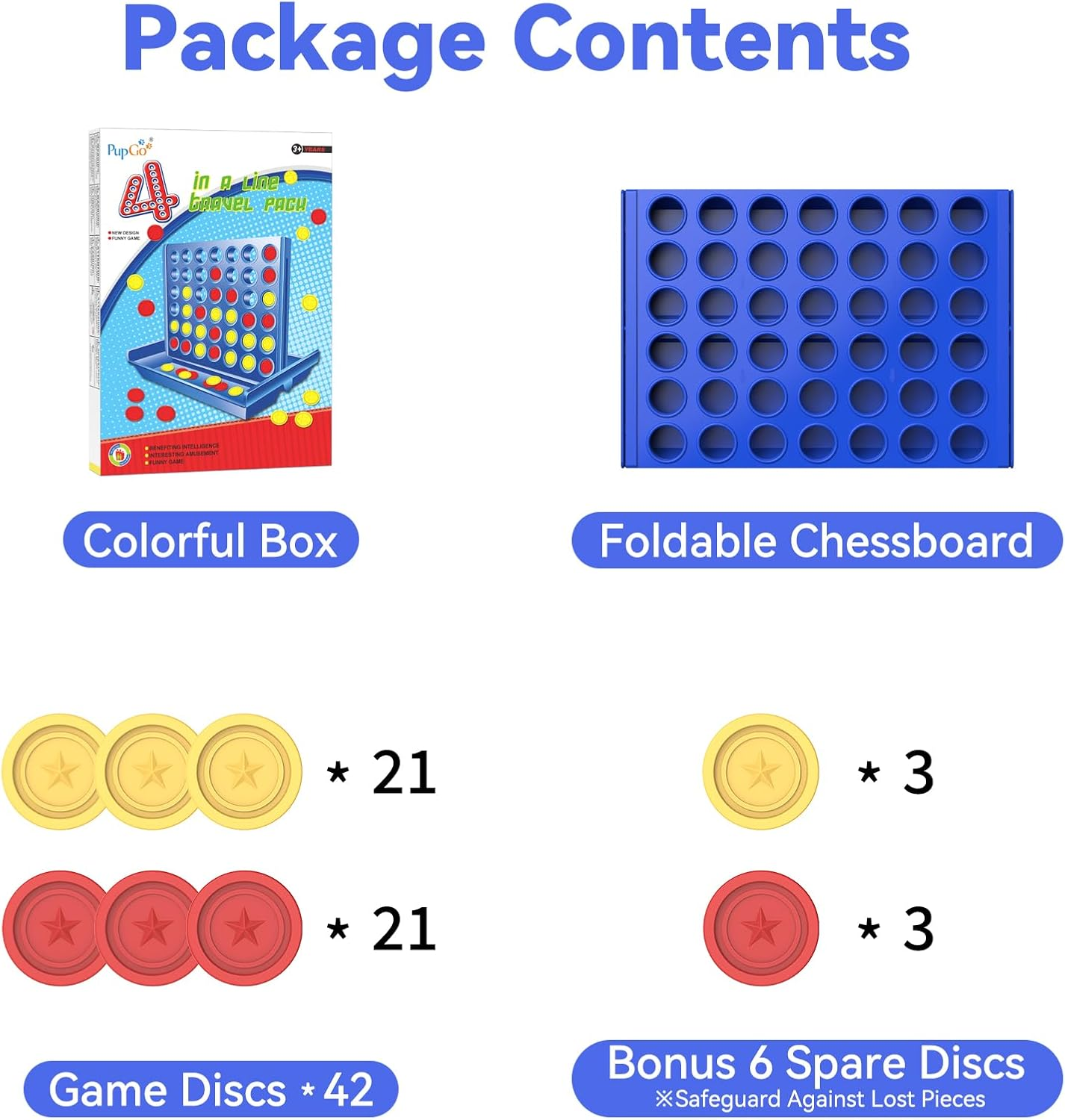 Pup Go 4 in a Line Game,6 Spare Discs Included, Four in a Row Line up 4 Gaming Fun Set, Travel Portable Convenient Size, Classic Fun Educational Family Games (Small) image number 4