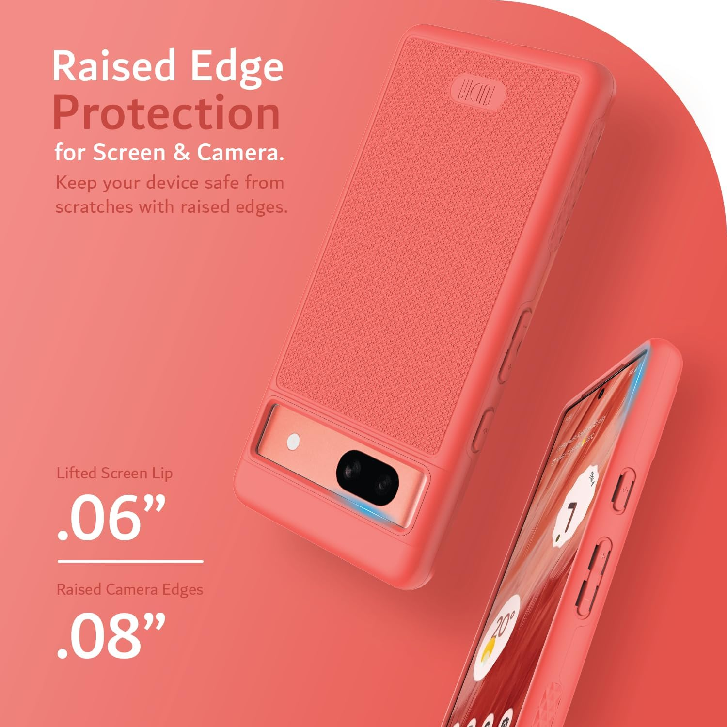 TUDIA Dualshield Grip Designed for Google Pixel 7A Case (2023), [Mergegrip] Military Grade Dual Layer Shockproof Slim Tough Non-Slip Heavy Duty Protective Phone Case Cover (Coral) image number 2
