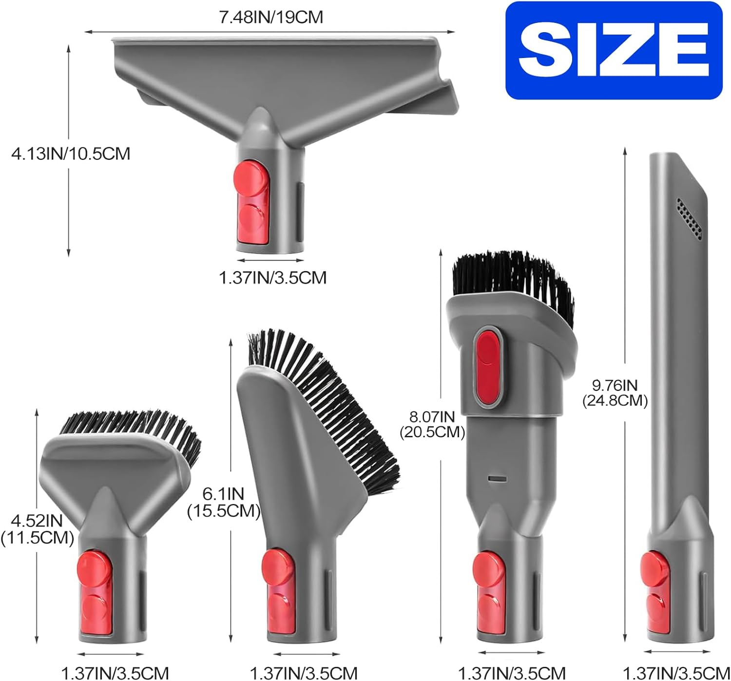 6 Pieces Vacuum Cleaner Accessories Compatible with Dyson V7 V8 V10 V11 V12 V15 Vacuum Attachment Kit Absolute Detect Cyclone Fluffy Mattress Outsize Cleaner Replacement Brush Tools image number 5