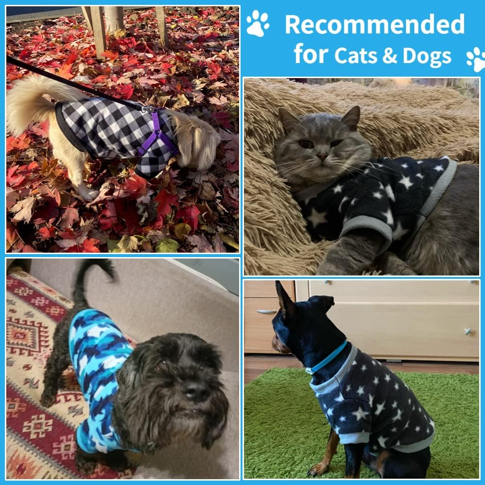 Fleece Dog Sweater for Small Dog Boy Chihuahua Yorkies, Fall Winter Warm Tiny Puppy Clothes, Cute Male Dog Sweaters Pet Shirt,Set of 3 (Star + Paild + Camouflage, X-Small) Yikeyo image number 3