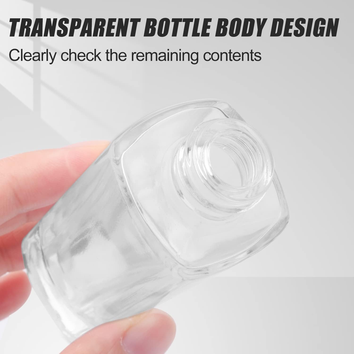 4 Pack 30Ml/1Oz Clear Glass Pump Bottle Empty Square Lotion Foundation Container Refillable Cosmetic Dispenser with Press Pump for Essence Emulsion Cleanser Body Cream - Golden Lid image number 3