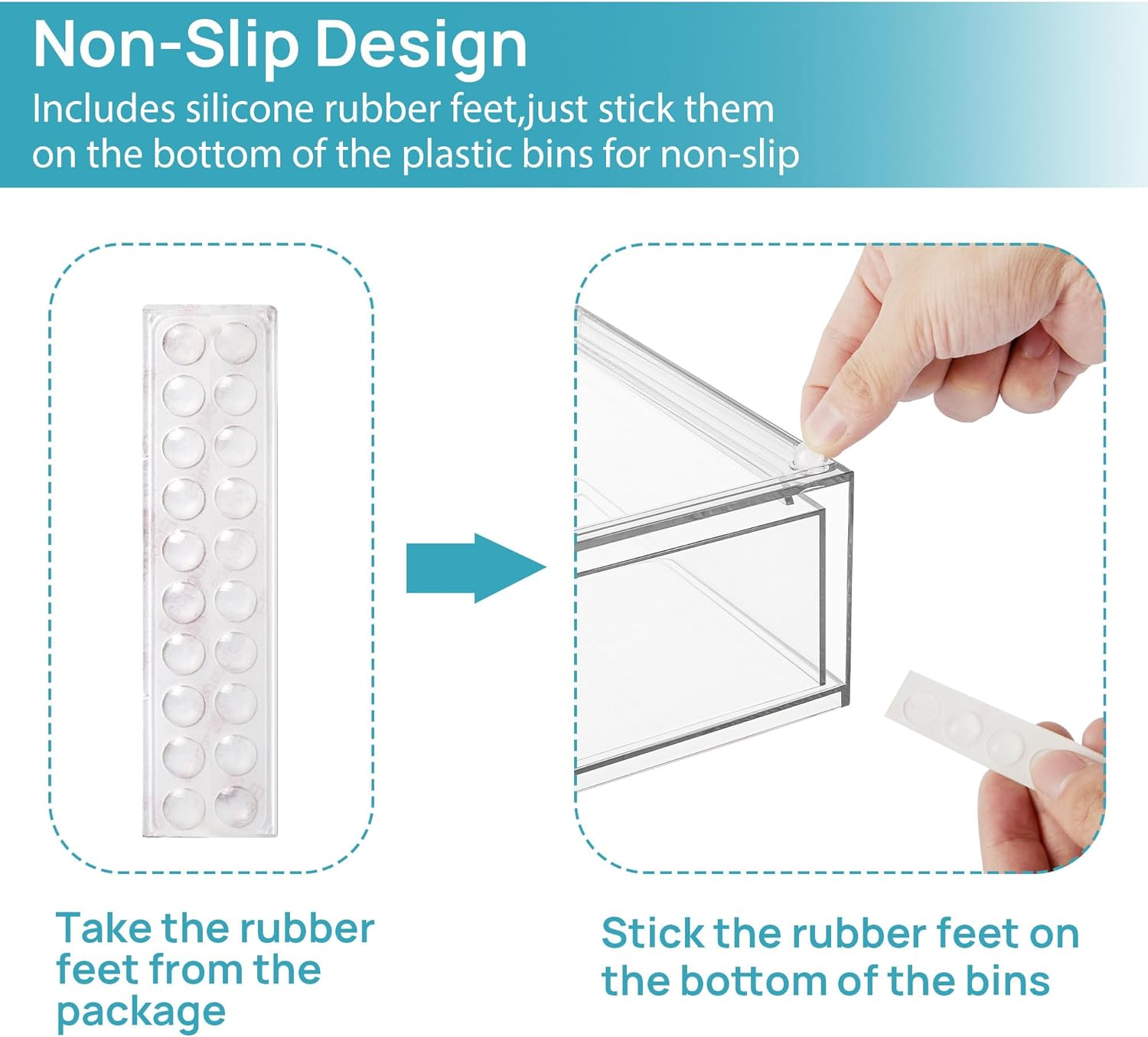 Vtopmart Stackable Storage Baskets, 5 Pack 12.1 Inch Wide and 4.4 Inch High Clear Plastic Cosmetic Organizer Ideal for Dressing Table, Bathroom, Closet, Pantry image number 2