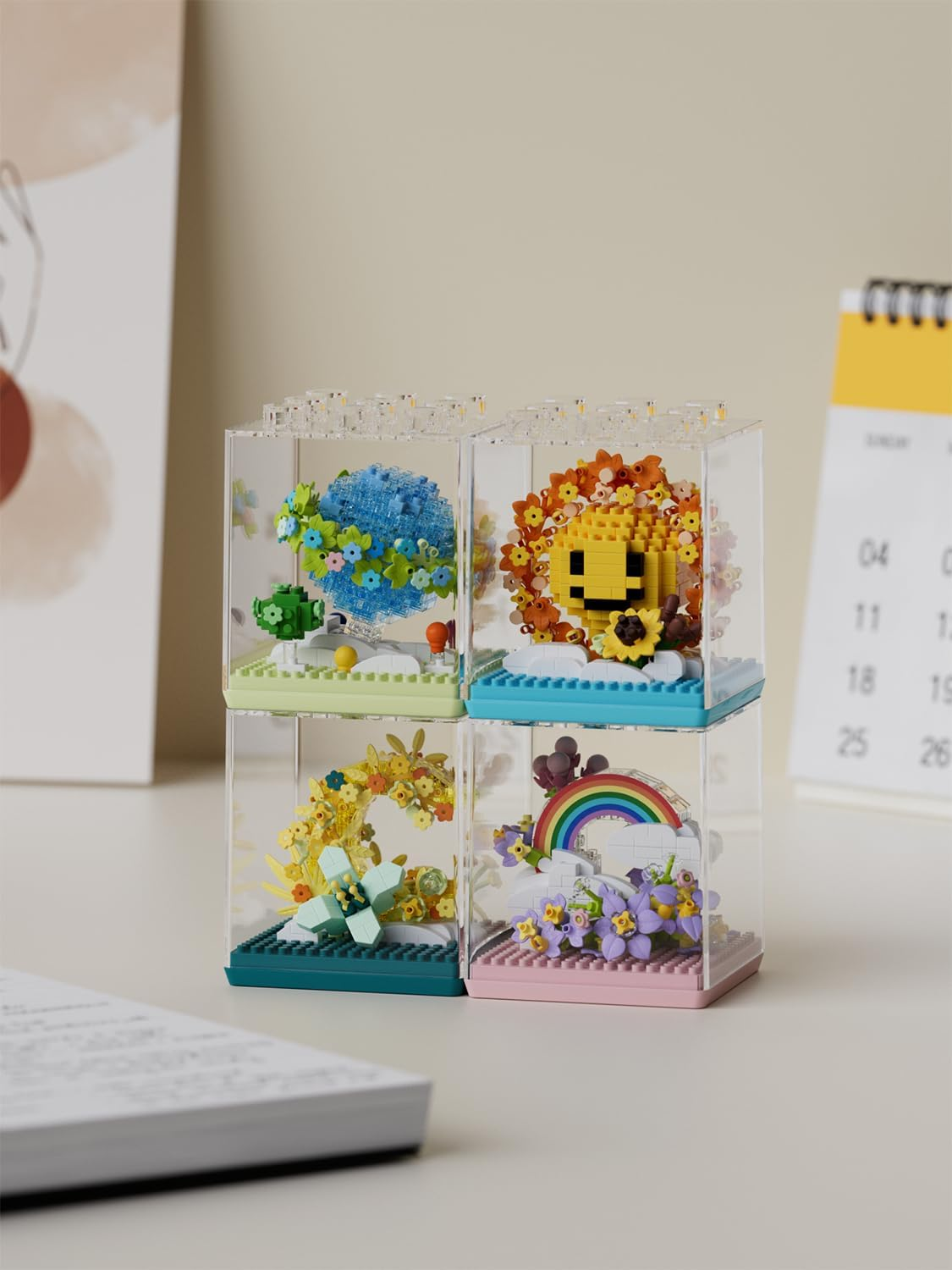 Rainbow Clouds DIY Mini Flower Plant Building Blocks Toy - Creative Botanical Collection for Kids and Adults Home and Collection Art Home Office Decor image number 2