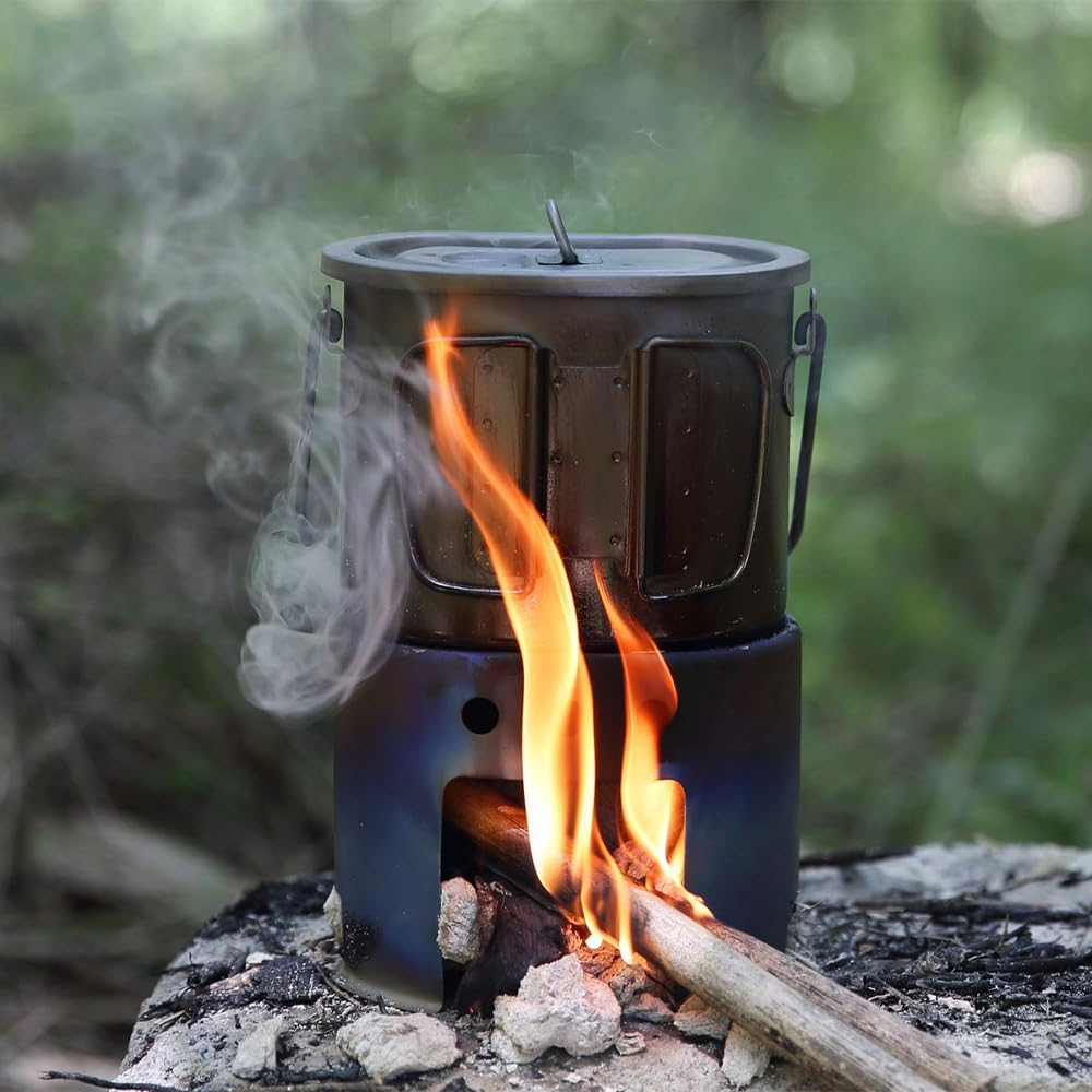 Titanium Pot and Stove Portable Cookware Set Outdoor Camping Cooking Equipment Lightweight Camping Stove Ti锅分体式套装 Convenient and Durable Ideal for Hiking and Camping image number 1