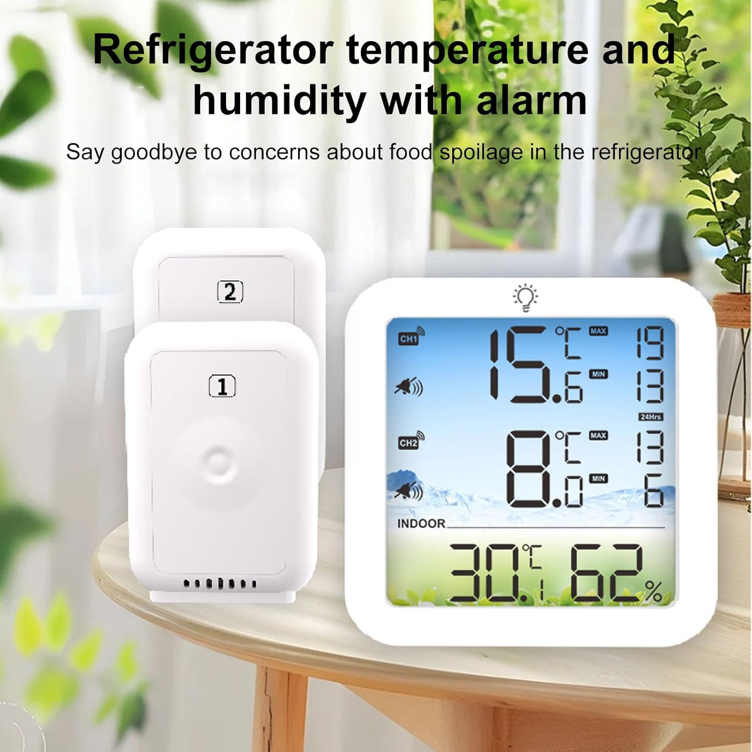 Wireless Digital Thermometer Hygrometer Large LCD Display Fridge Freezer Cold Storage Temperature Indoor Outdoor Temperature Sensor 328Ft Range image number 3