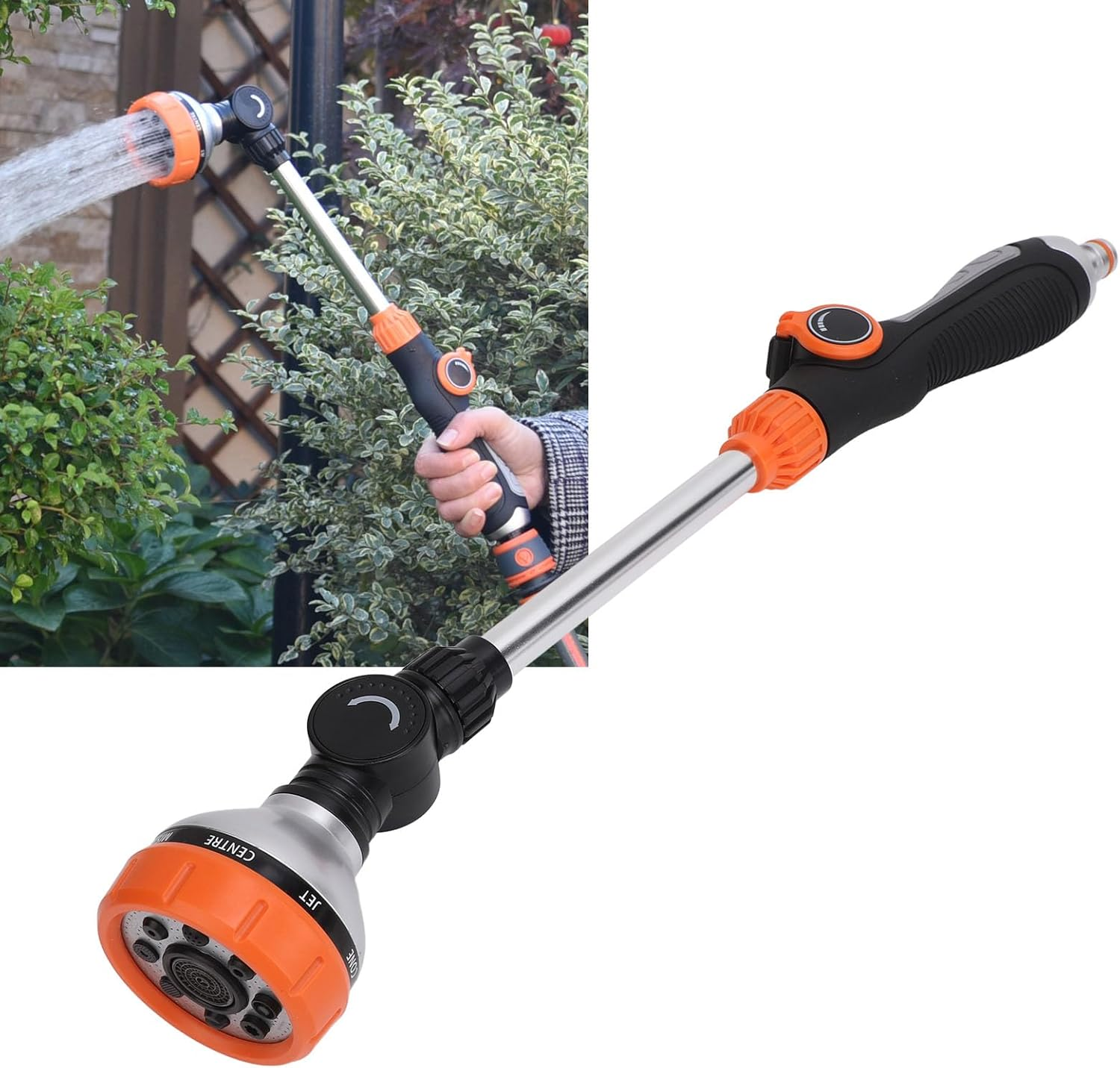 Watering Wand Heavy Duty, Garden Hose Wand with 8 Spray Patterns, 18.5Inch Sprayer Wand, Long Hose Nozzle Sprayer for Hanging Baskets, Shrubs, Garden, Lawn, Car Washing image number 6