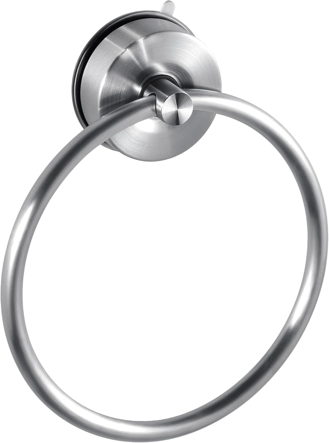 JOMOLA Stainless Steel Suction Towel Ring Holder, No-Drill Bathroom & Shower Accessory, Rustproof Adjustable Towel Rack for Spa, Hotel & Home Use, Brushed Finish, Damage-Free Strong Hold