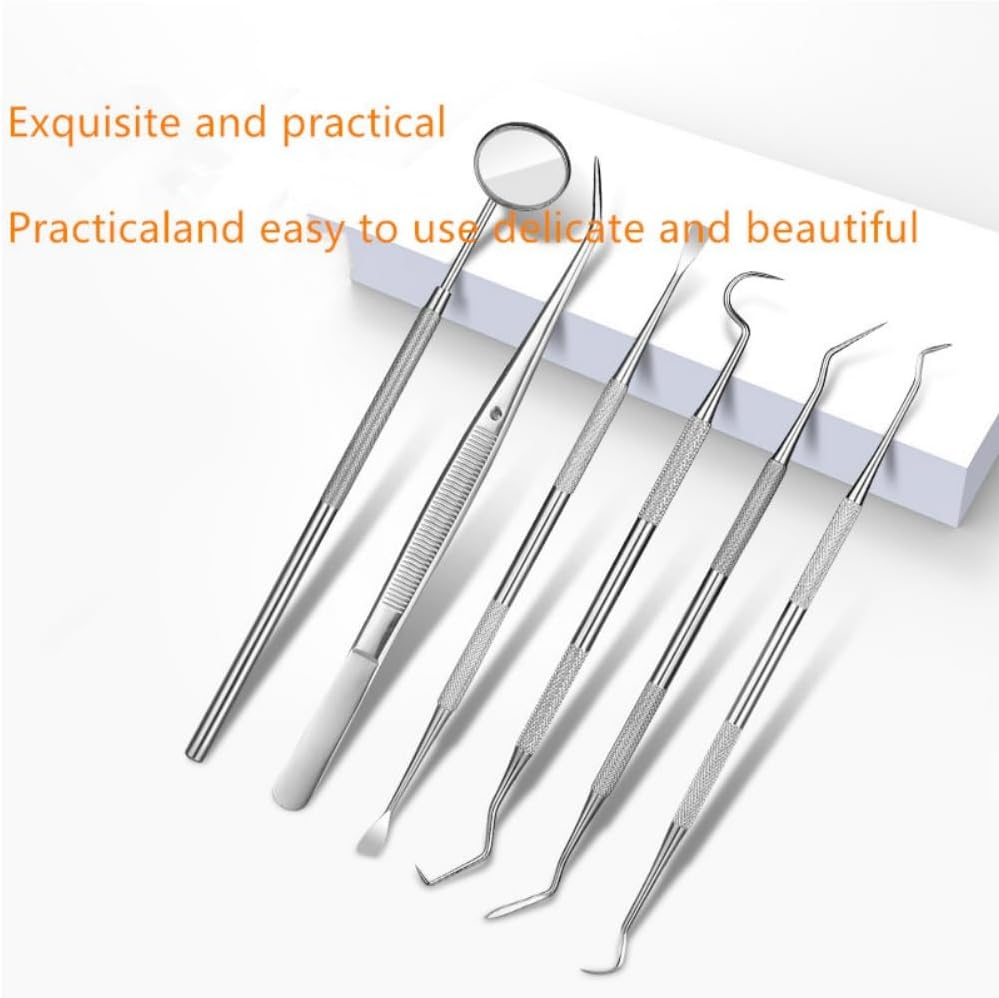 Dental Tools, Professional Teeth Cleaning Tools Dental Hygiene Tools Kit Stainless Steel Plaque Remover Tartar Scraper(Pack of 6)