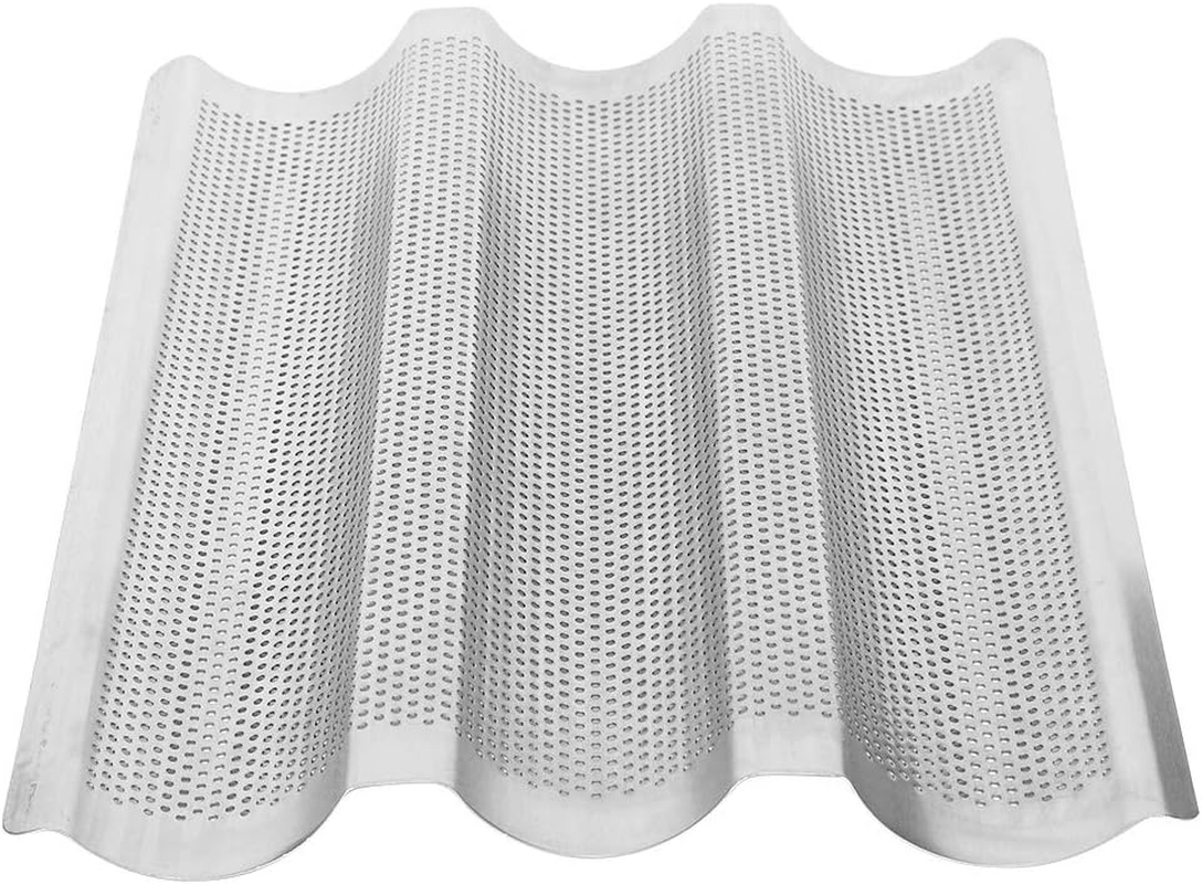 French Bread Baking Mold, 3 Groove Mold Baking Tray Pan, 430 Stainless Steel, with Leak Holes, 15.2 X 9.8In, Easily Make Baguettes image number 2