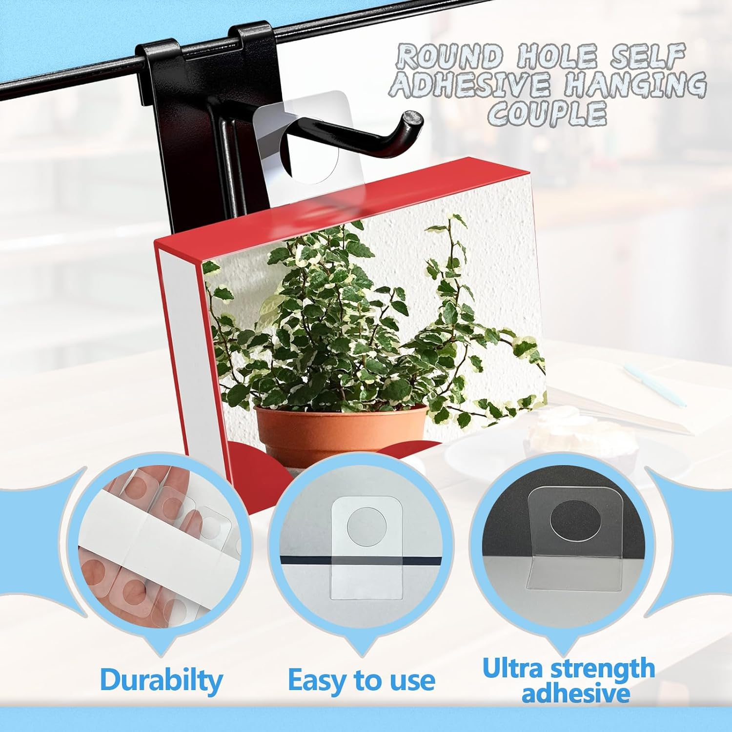 400Pcs Adhesive Hanging Tabs, Plastic Tabs for Hanging File Folders, Hole Sticky Hang Tabs for Hanging Retail Displays (26 * 38 * 0.2Mm) image number 1