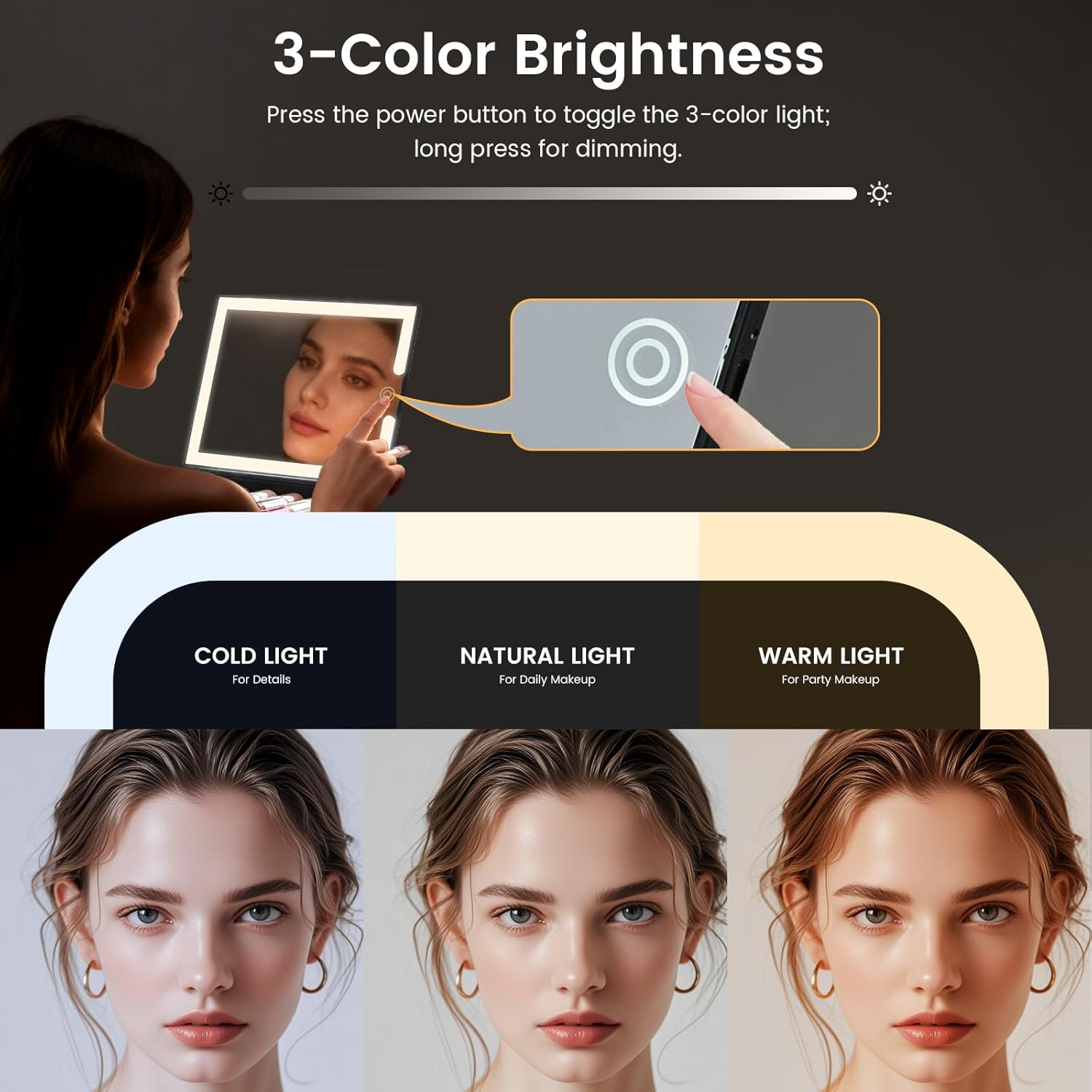 Makeup Case with Lighted Mirror Travel Makeup Organizer Box Portable Lockable 2 Trays Cosmetic Train Case with LED Mirror for Girls Make up Nail Kits Sewing Vanity Storage Case, Shiny Pink image number 4