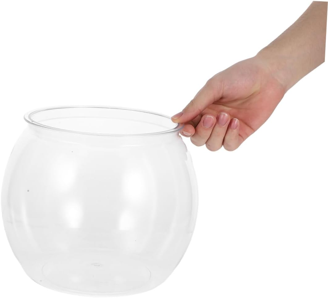 GARVALON Transparent Plastic Goldfish Tank round Desktop Aquarium Bowl for Betta Turtles Small Aquatic Pets Impact Resistant Fish Habitat Decorative Clear Fish Bowl for Office Home image number 5