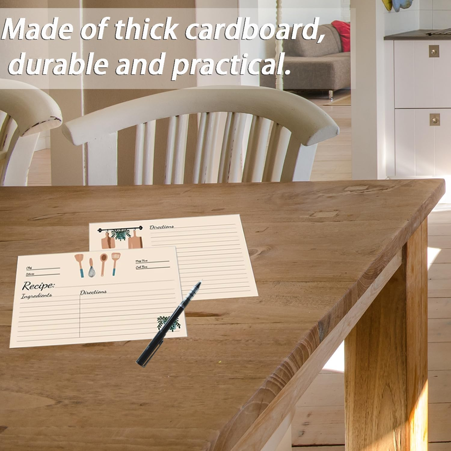 Premium Recipe Cards for Bridal Showers and Weddings 4X6In Blank Cards, Dividers with Lines Index Cards Easy Write Cardstock (100Pcs) image number 1