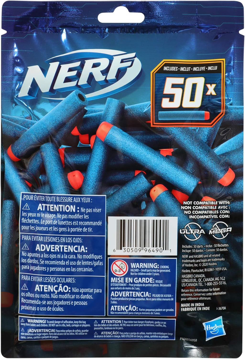 Nerf Elite 2.0 - 50 Dart Refill Pack - Compatible with All Nerf Elite Blasters - Outdoor Games and Toys for Kids - Boys and Girls - E9484 - Ages 8+