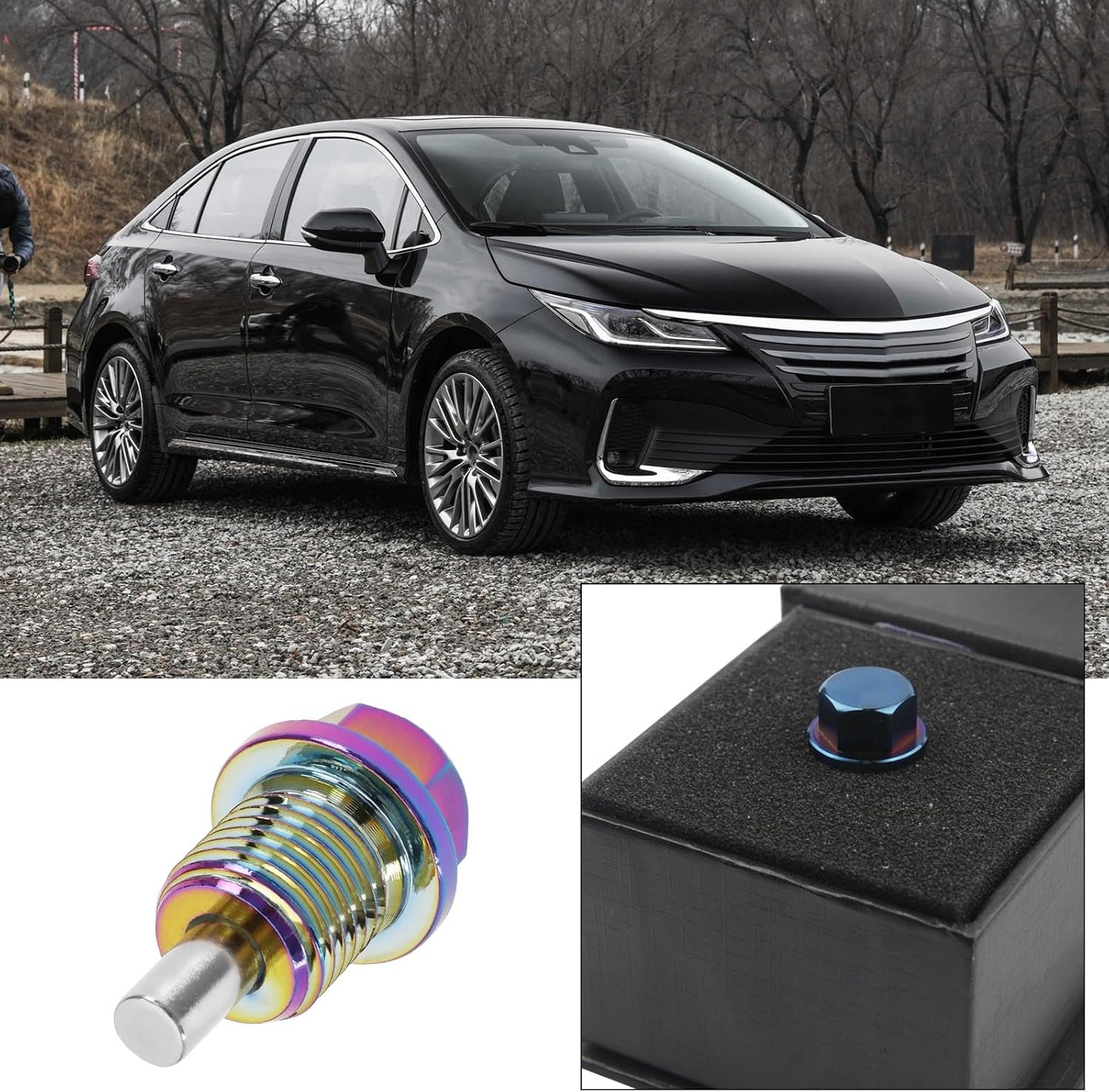 Ecsing 2PCS M14 X 1.5 Oil Drain Plug Multicolored Aluminum Magnetic Oil Drain Plug Sump Drain Nut Bolt with Screw Gasket Compatible with Toyota image number 3