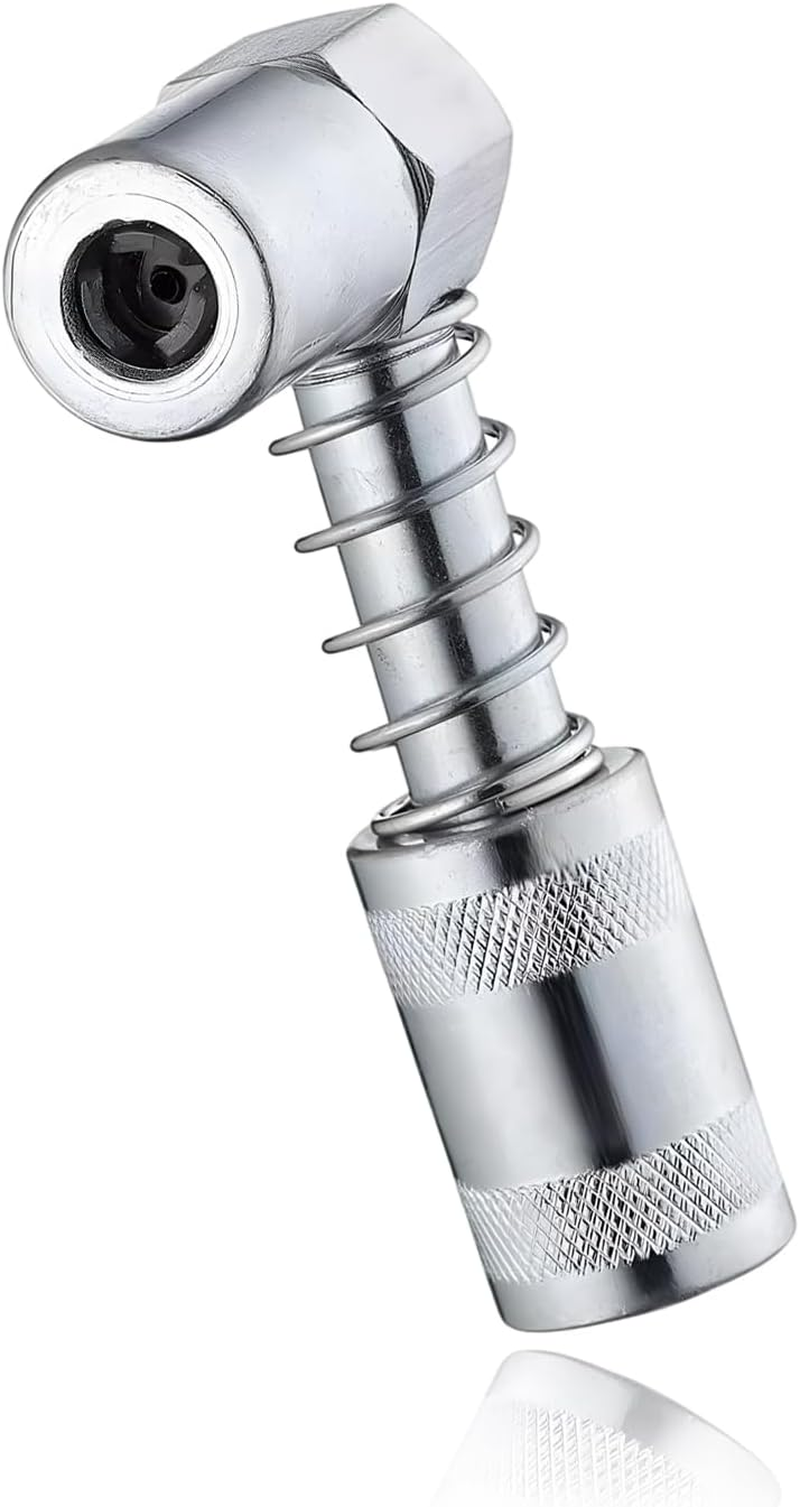 Wevdn 90 Degree Grease Coupler Adapter, Sturdy Steel Grease Coupler Adapter with Sleeves for Tight Spaces, Grease Gun Lubrication Tool for Car Farm Truck Industrial Use (Big Sleeve)