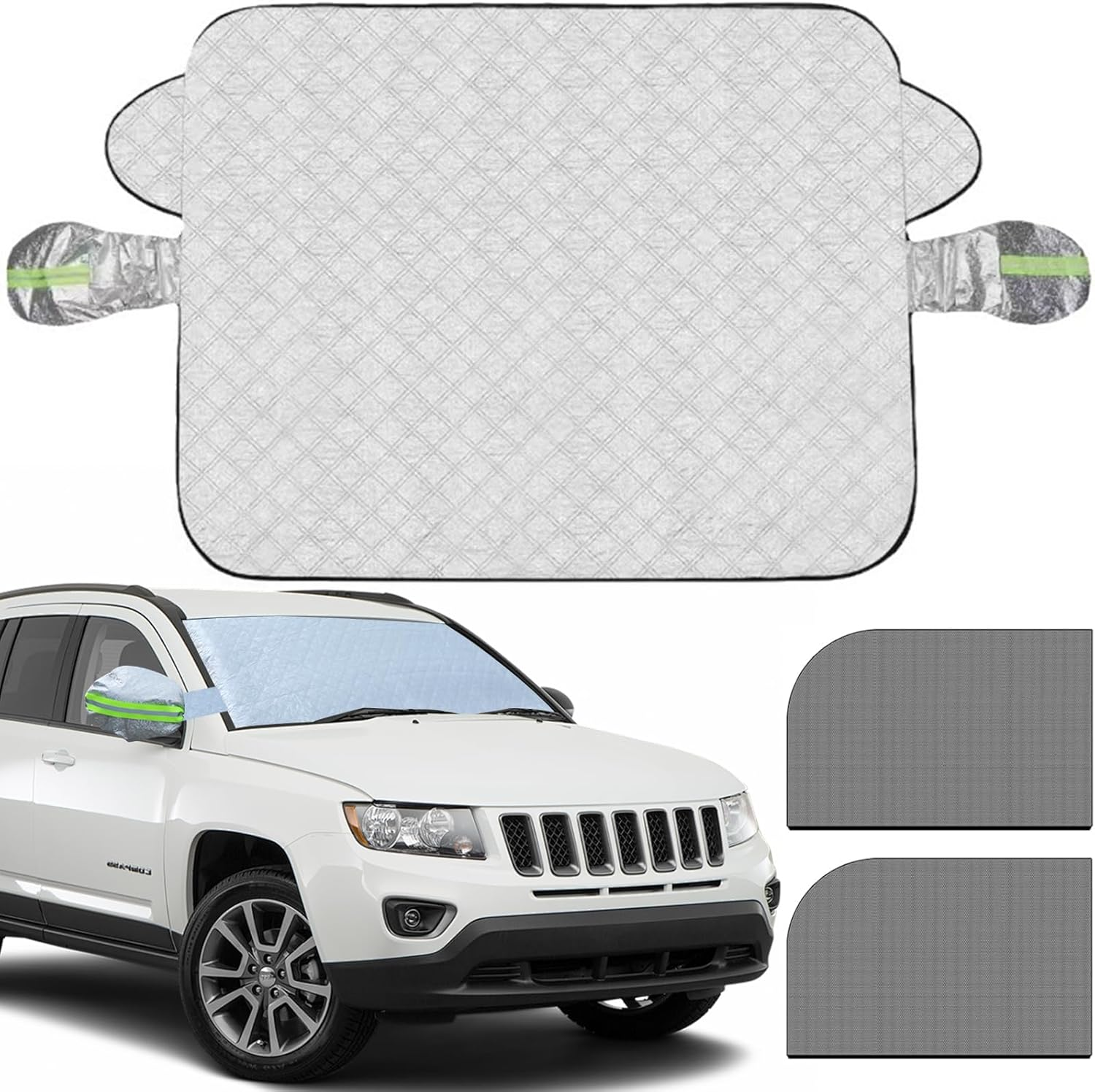 Car Windshield Sun Shade, 2024 Reflector Sunshade Cool Reflective Sun Blocker, Universal Foldable UV Ray Sun Visor Protector, Front/Side Blocking Sunlight & Heat Insulation Cover (Large for Suvs) image number 2