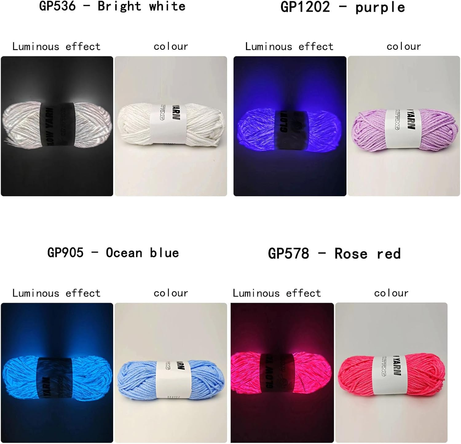 Jiawu Glow in the Dark Yarn, 5 Rolls Luminous Crochet Yarn for Crocheting, Arts Crafts Knitting Party Supplies, Colorful Yarns for DIY Arts, Crafts & Sewing Beginners, 49 Yards per Roll