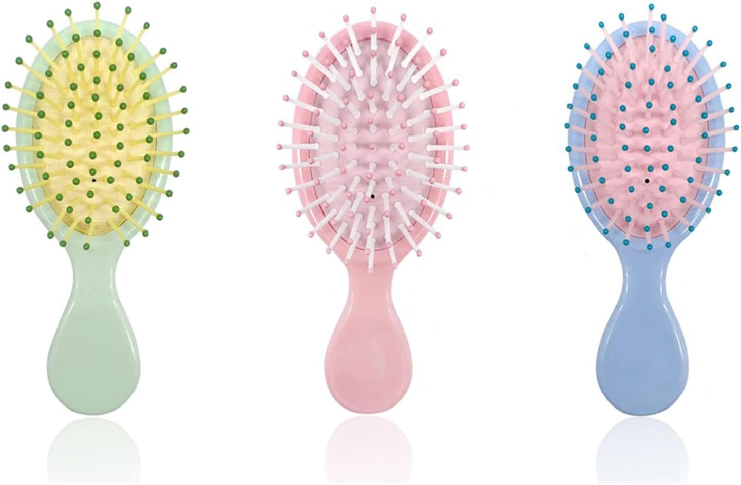 3 Pieces Mini Wet Hair Brush, Travel Detangling Brush, for Most Hair Types, with Ease Knots without Tears or Breakage, Multicolor image number 1