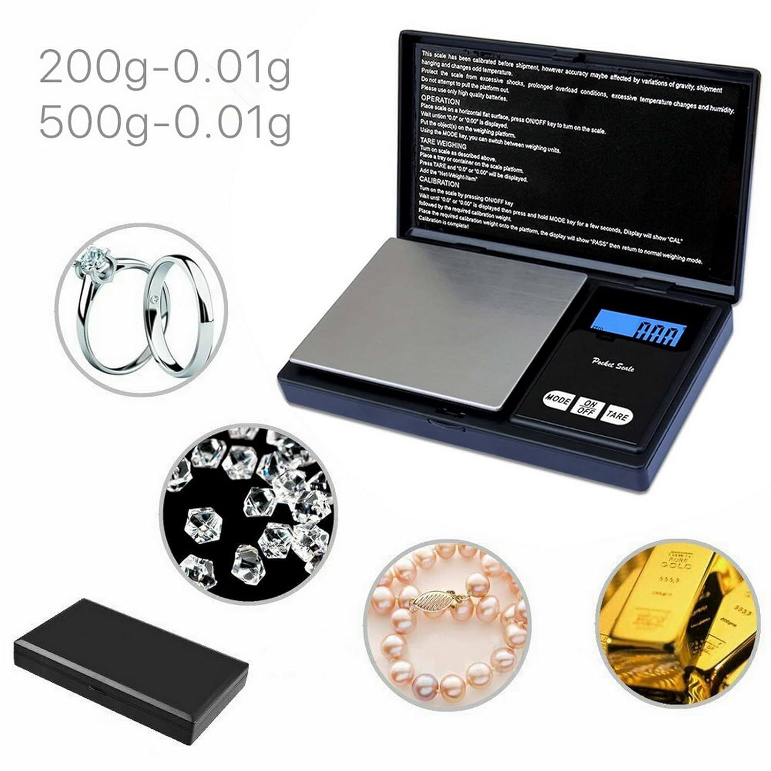 500G 0.01 Mini Small Pocket Digital Gold Jewellery Weighing Pans Scales Micro Mg Precision Electronic image number 6