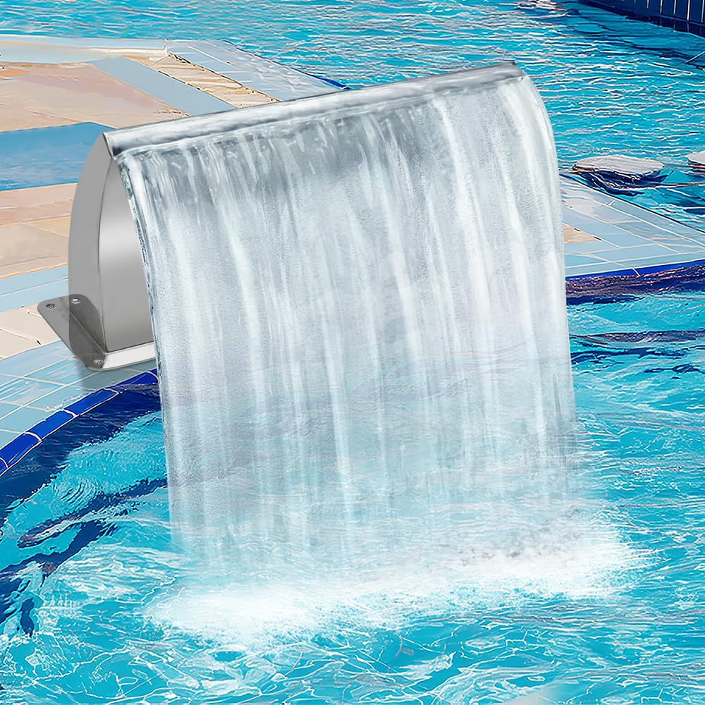 ALSTON Water Feature Waterfall Spillway Cascade Spray Water Curtain Stainless Steel for Indoor Outdoor Garden SPA Pool Fountain 56Cm Wide/27Cm Height Silver image number 3