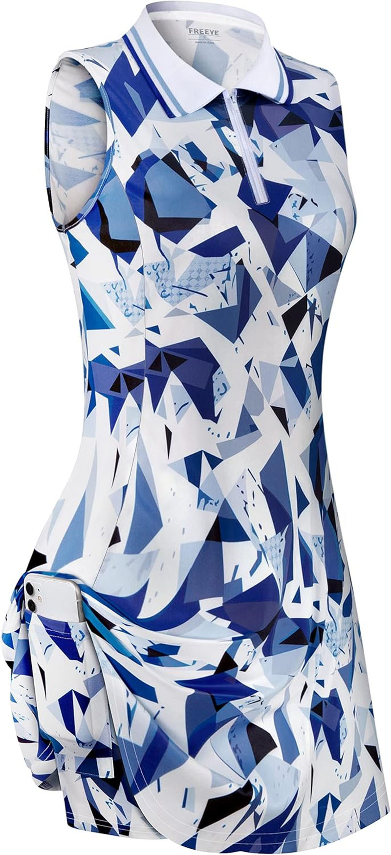 Womens Sleeveless Tennis Golf Polo Dress with Inner Shorts＆Pocket for Workout Exercise image number 5