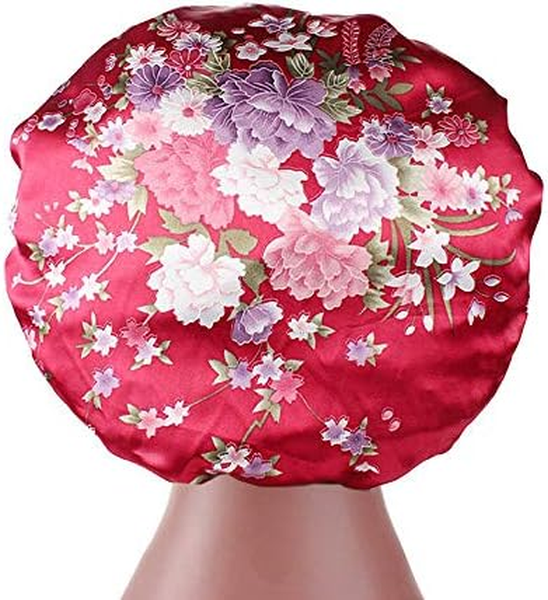 DEPHNARSA 6 Pieces Large Satin Bonnet Sleep Caps Soft Elastic Wide Band Satin Sleeping Cap & Hat Head Cover for Women Hair Loss, Natural Curly Hair Braids - B-Large Printed image number 6