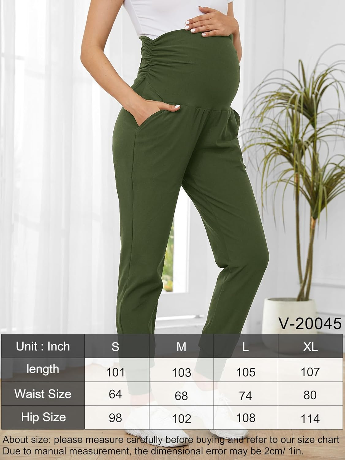PARNIXS Women'S Maternity Workout Leggings over the Belly Pregnancy Yoga Pants with Pockets Soft Activewear Yoga Pregnancy Pant（2-Piece Set） image number 2