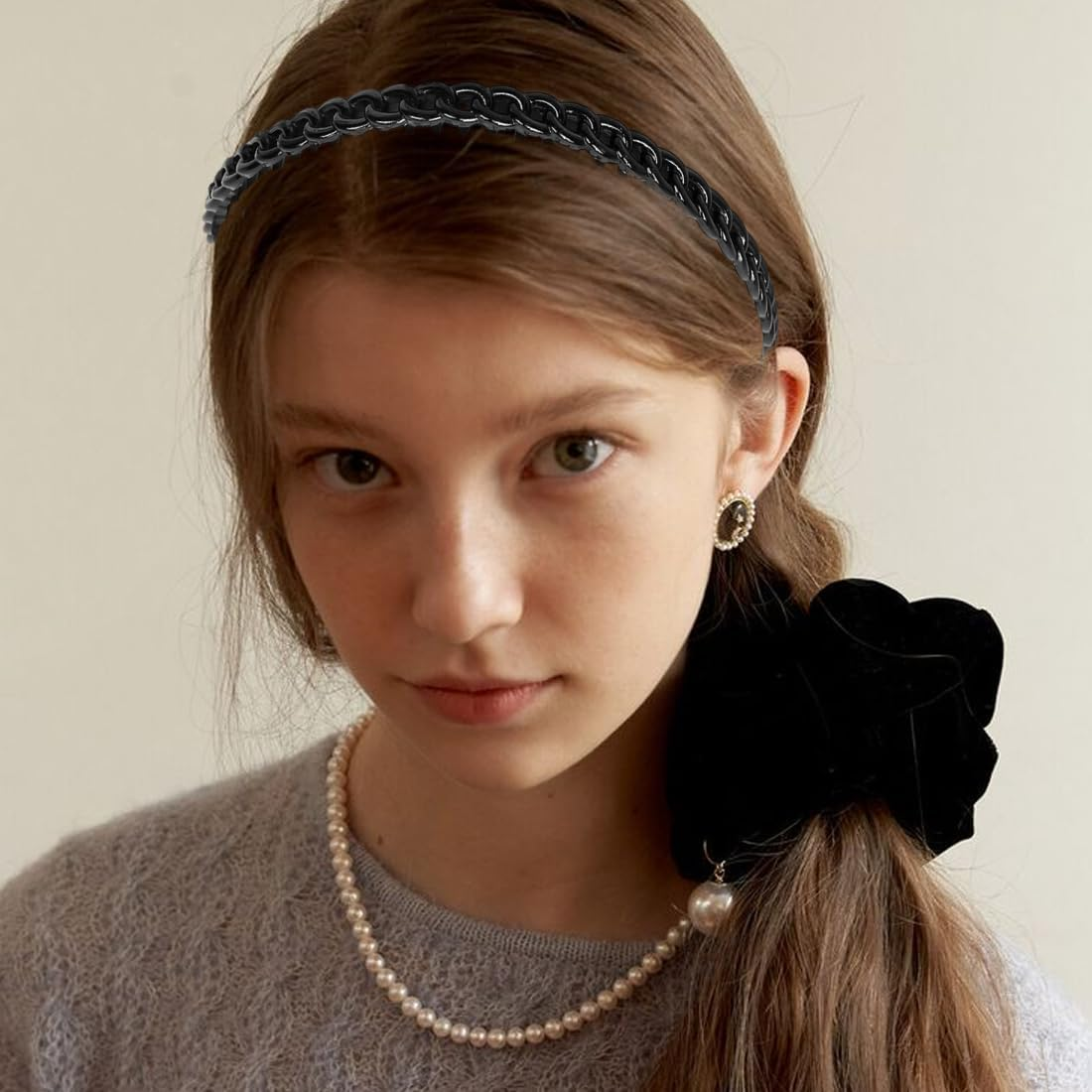 ZORVYN Pack of 4 Women'S Headbands, Non Slip with Teeth, Plastic Headbands with Teeth Comb, Thin Black Hair Bands for Women, Hair, Waves, Women'S Headbands image number 4