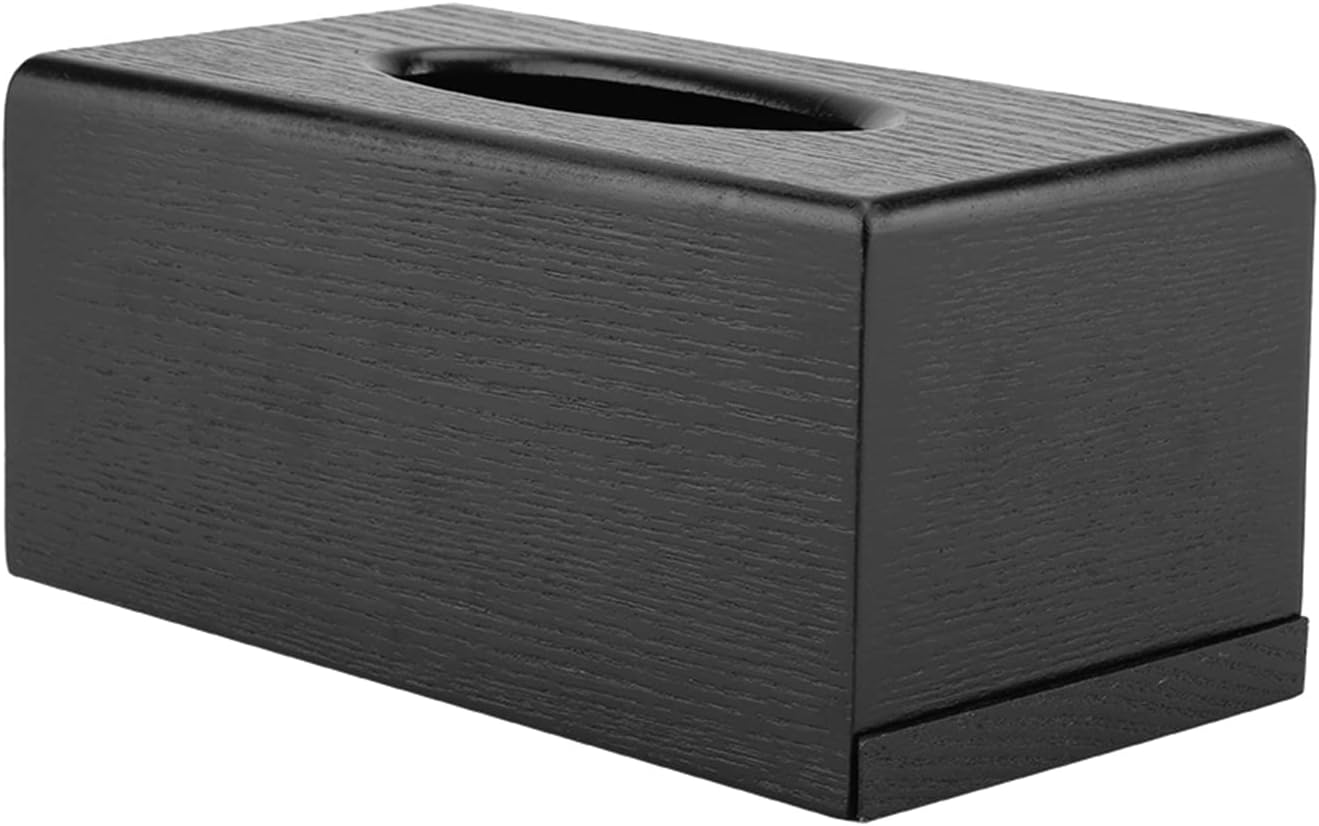 Rectangular Tissue Box Cover for Living Room Bedroom Kitchen Bathroom Office Use Standard Tissue Boxes Black Wood Finish - Black image number 6
