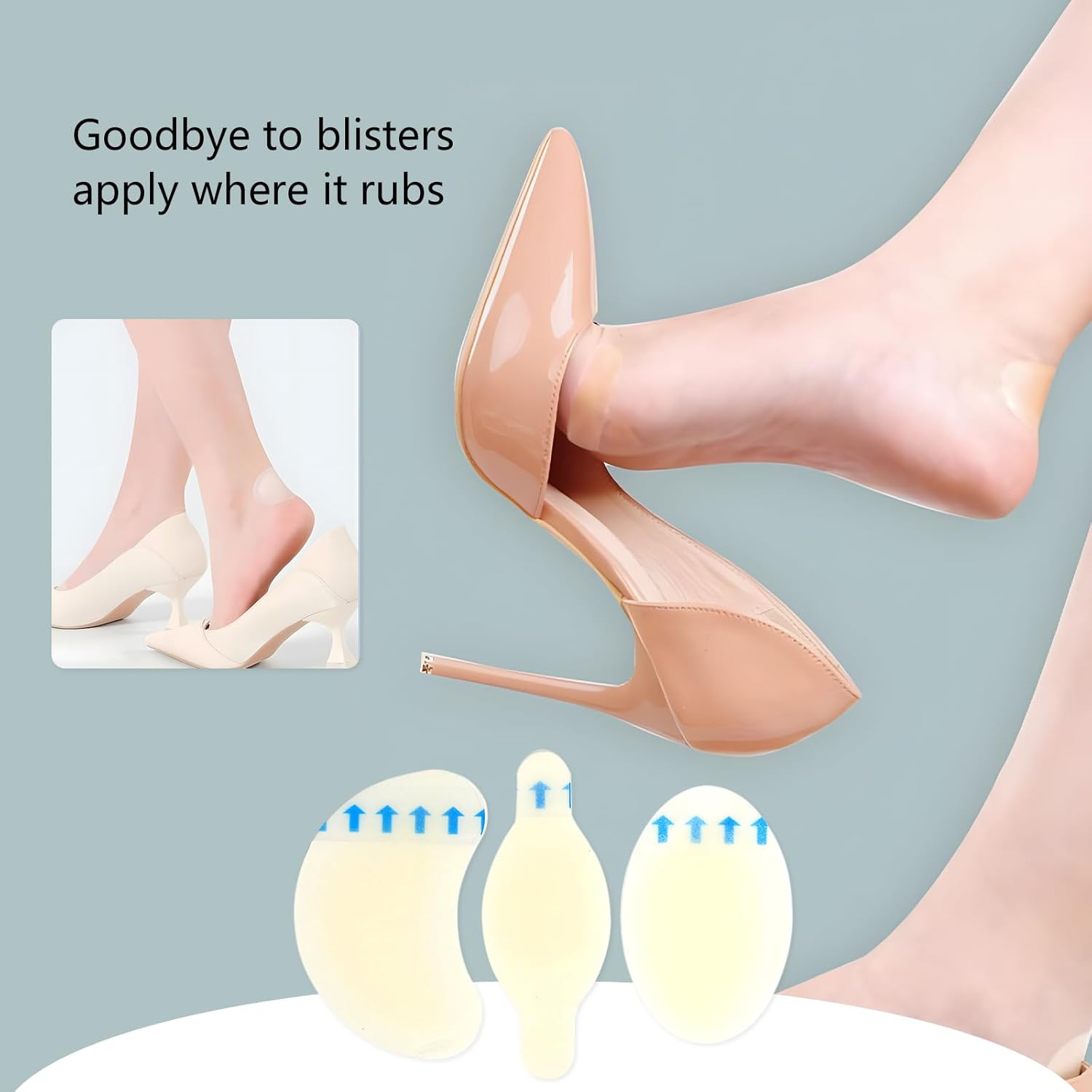 Blister Plasters for Feet, Waterproof Heel Protector for Running, Hiking & Daily Wear - Hydrocolloid Adhesive Bandages to Prevent & Heal Blisters on Toes, Forefoot & Heel (3 Styles, 24 Pcs)