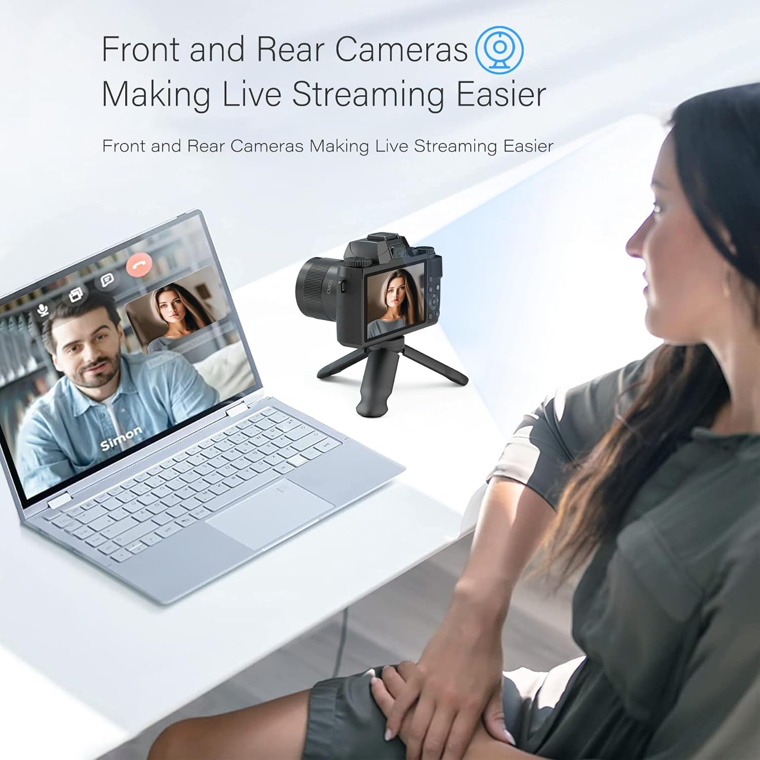 Saneen Digital Camera for Photography, 4K 64MP Wifi Touch Screen Vlogging Camera with Flash, 32GB Micro Card, Lens Hood, 3000Mah Battery, Front and Rear Cameras, 4&Prime;Big Screen, Hot Shoe Interface-Black image number 6