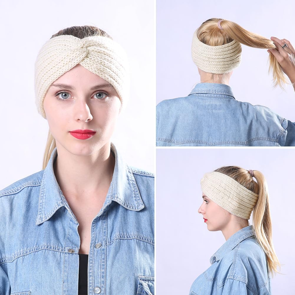 Women'S Winter Headband, Women'S Knitted Ear Warmers, Pack of 3, Thick Headbands, Girls, Knitted Headband, Headwrap, Hair Bands, Warm Winter Gifts image number 3