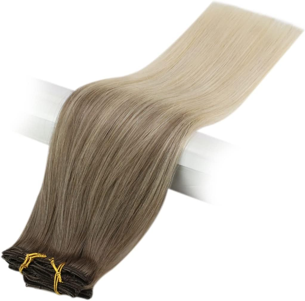 50 Grams Clip on Human Hair Extensions 2/6/18 Color 7Pcs 14Inch 100% Machine Remy Human Hair 4 18 20 Inches 50 Gram per Set image number 3