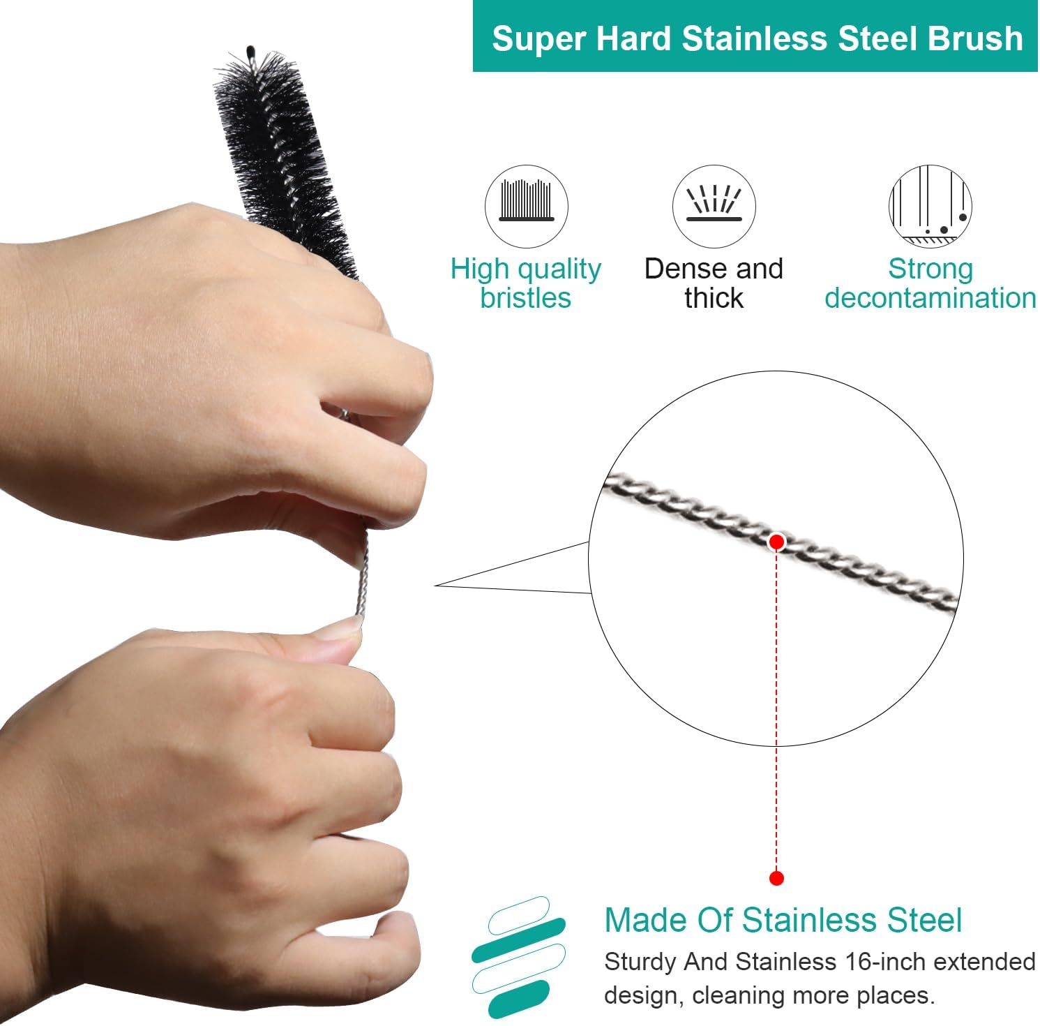 13Pcs Bottle Cleaner Brush and Straw Cleaner Brush,Cleaning Bottle Brush Stainless Steel Brush for Bottles, Straws, Pipes, Wine Decanter, Auto Parts,Sinks and Cup Cover image number 3