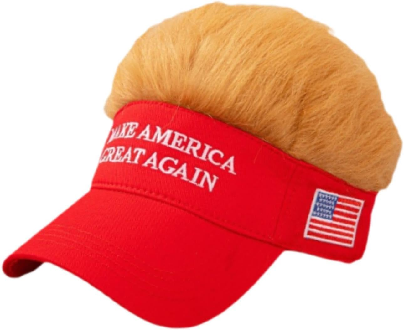 Ａ Aternee Adjustable Men Trump Hat Make America Great Again with Hair, Baseball Cap Sun Hat,Decoration Funny,Novelty Wig Cap,Visor with Hair for Sports,Adults,Outdoor Activities Red image number 6