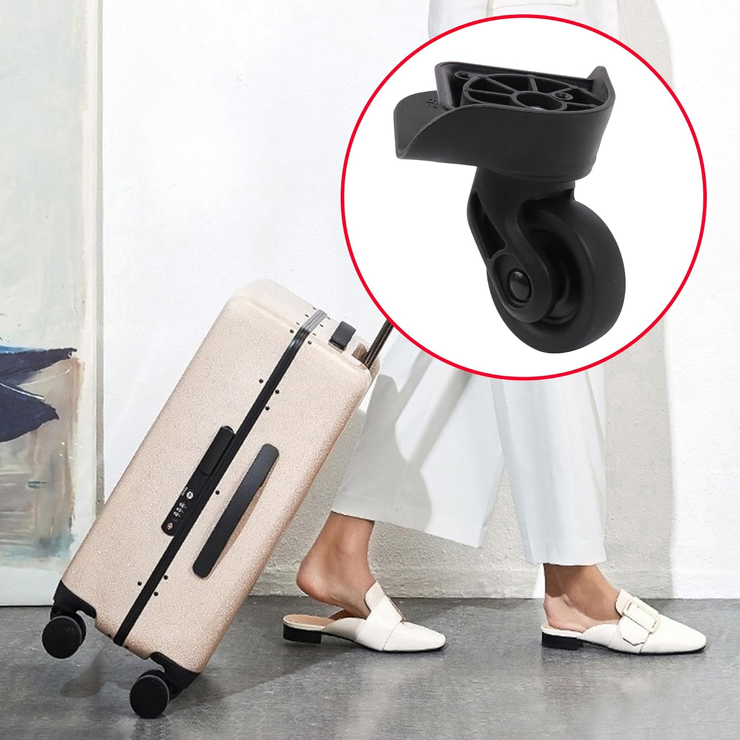 BQLZR Right Suitcase Wheels W237 Replacement Hard Caster Black for Repair Pack of 4 image number 2