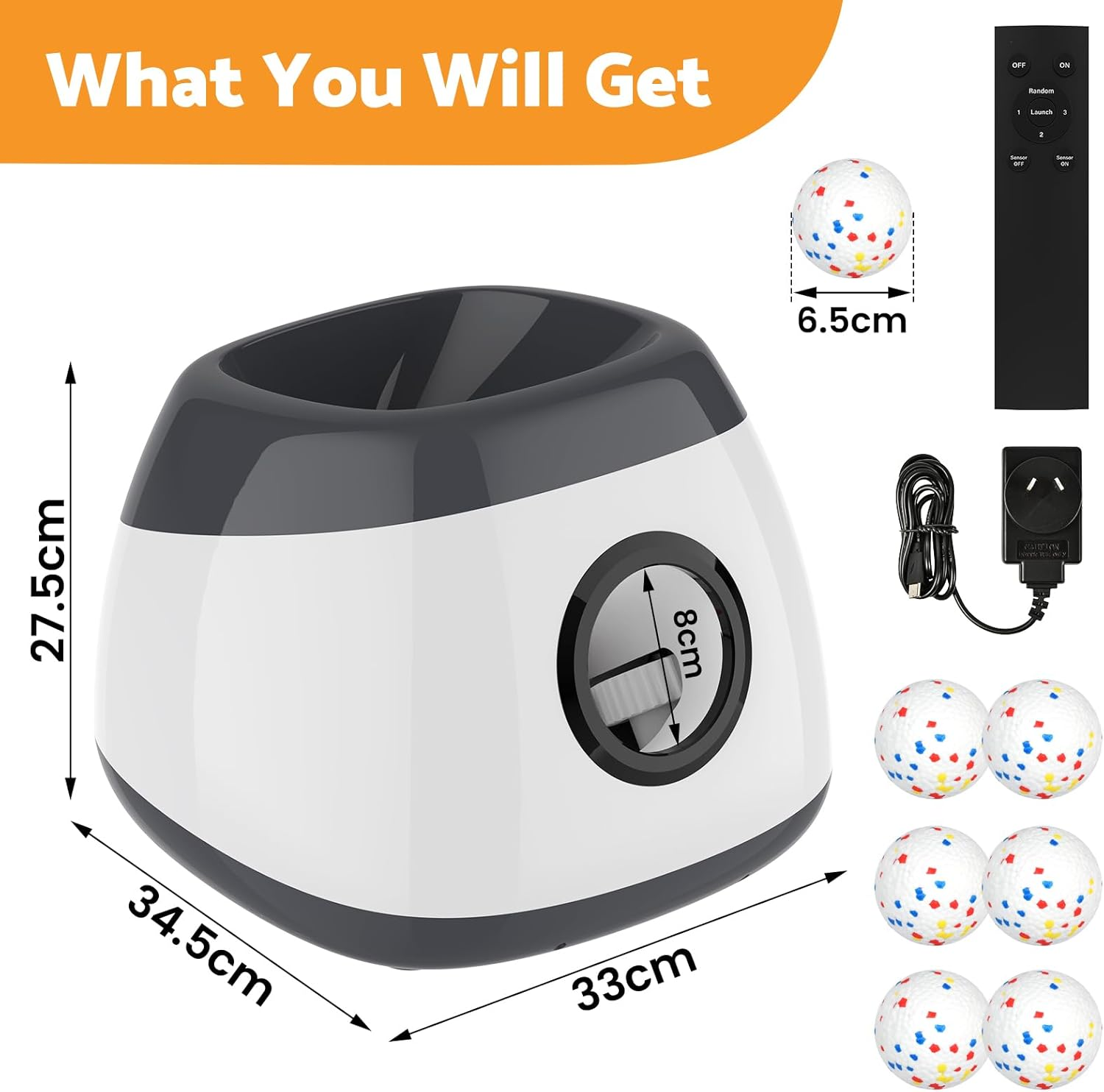 Advwin Large Ball Thrower for Dogs, Rechargeable Automatic Launcher with 6 Tennis Balls, 40-60-80Ft Launching Distance, Remote Control Ball Launcher for Medium & Large Dogs Indoor/Outdoor image number 6