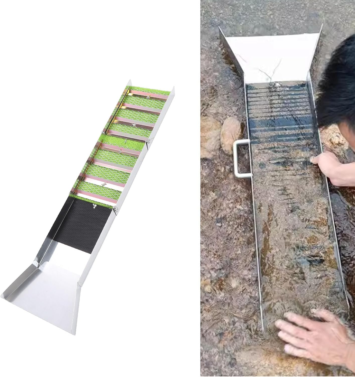 50 Inch Folding Aluminum Alloy Sluice Box, Portable Sluice Box for Gold Mining, Gold Sluice Equipment, Gold Prospecting Tool for River, Creek, Gold Panning, Dredging image number 4