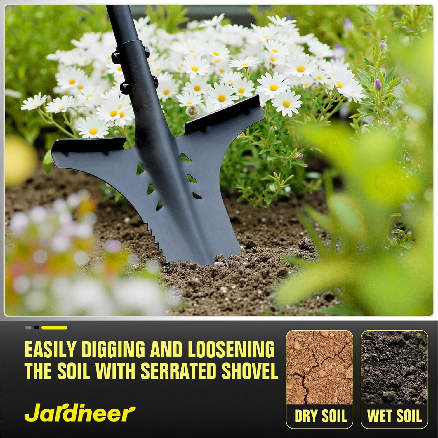 Jardineer Garden Shovels for Digging with Long Handle, Root Shovel for Cutting Roots with Comfortable Grip image number 6
