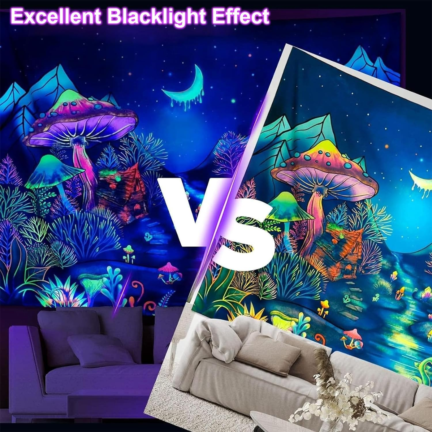 2 Pack LED Black Light Bar, BOSITE 10W UV Black Light Tube with Switch and Plug 395Nm Blacklight Bar Glow in the Dark Party Supplies for Christmas Decorations Stage Lighting, Urine Detection, Poster image number 6