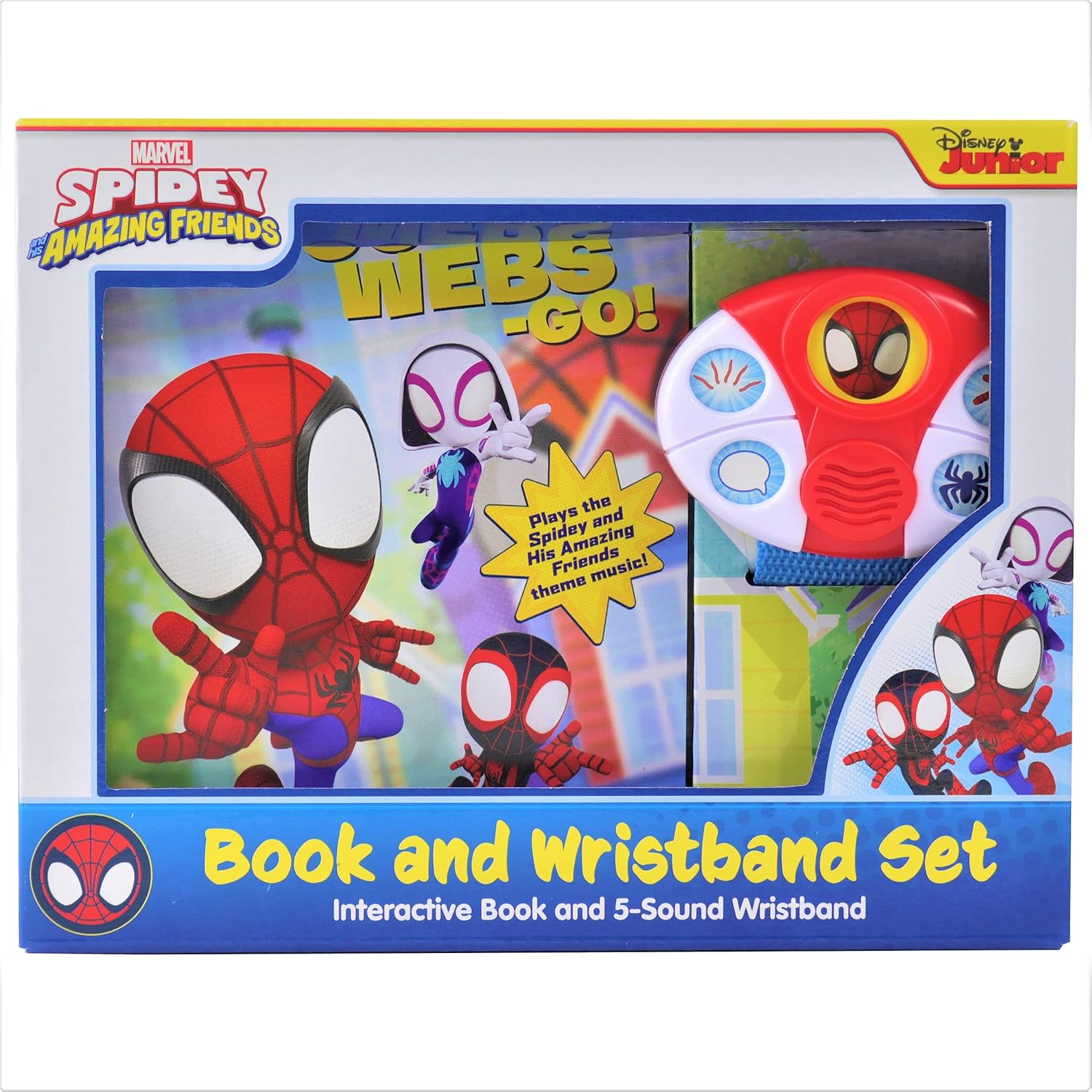 Marvel Spider-Man - Spidey and His Amazing Friends - Go-Webs-Go! Interactive Book and 5-Sound Wristband - PI Kids