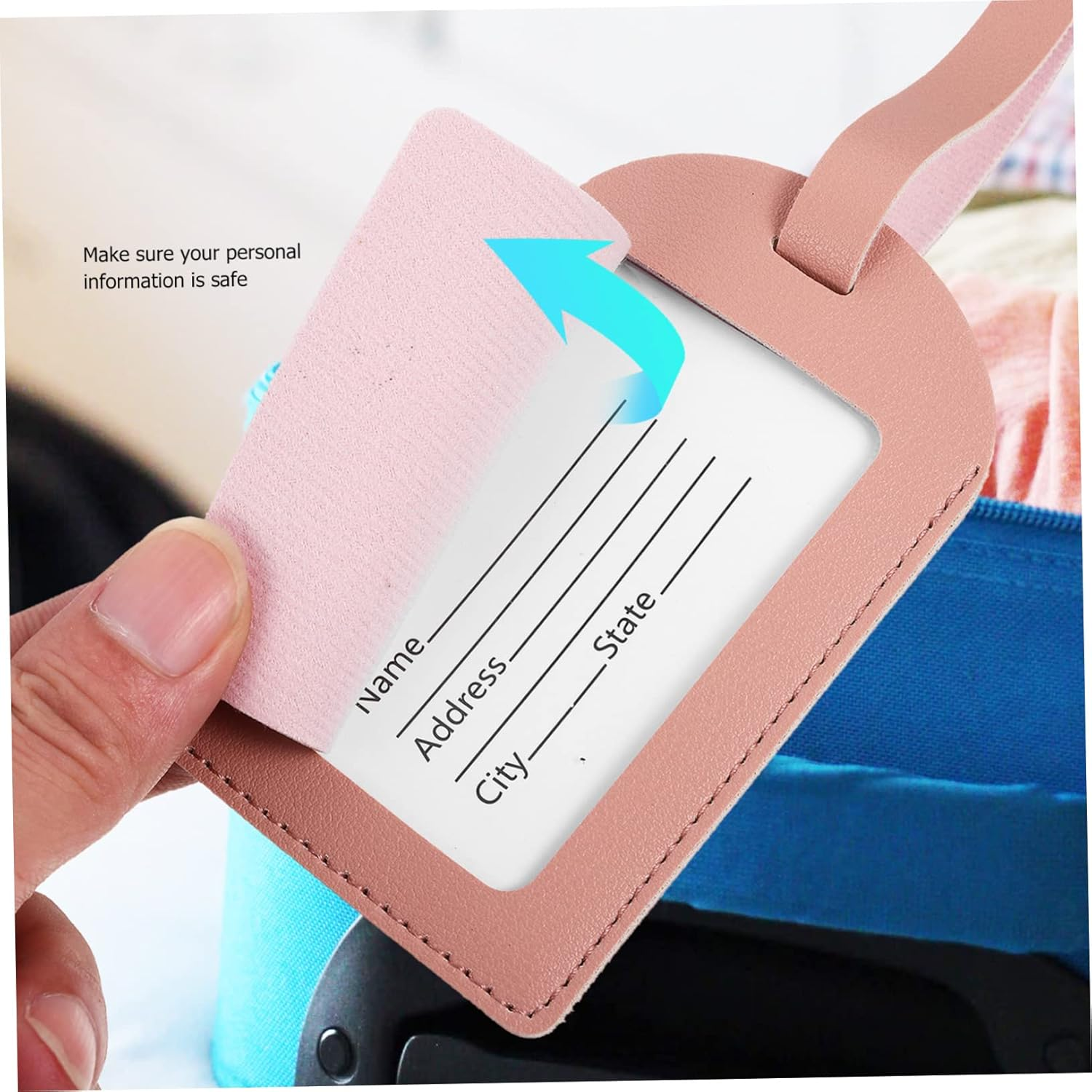 8Pcs Leather Luggage Tags Suitcase Labels Travel Accessories Baggage Tag for Luggage Identification image number 3