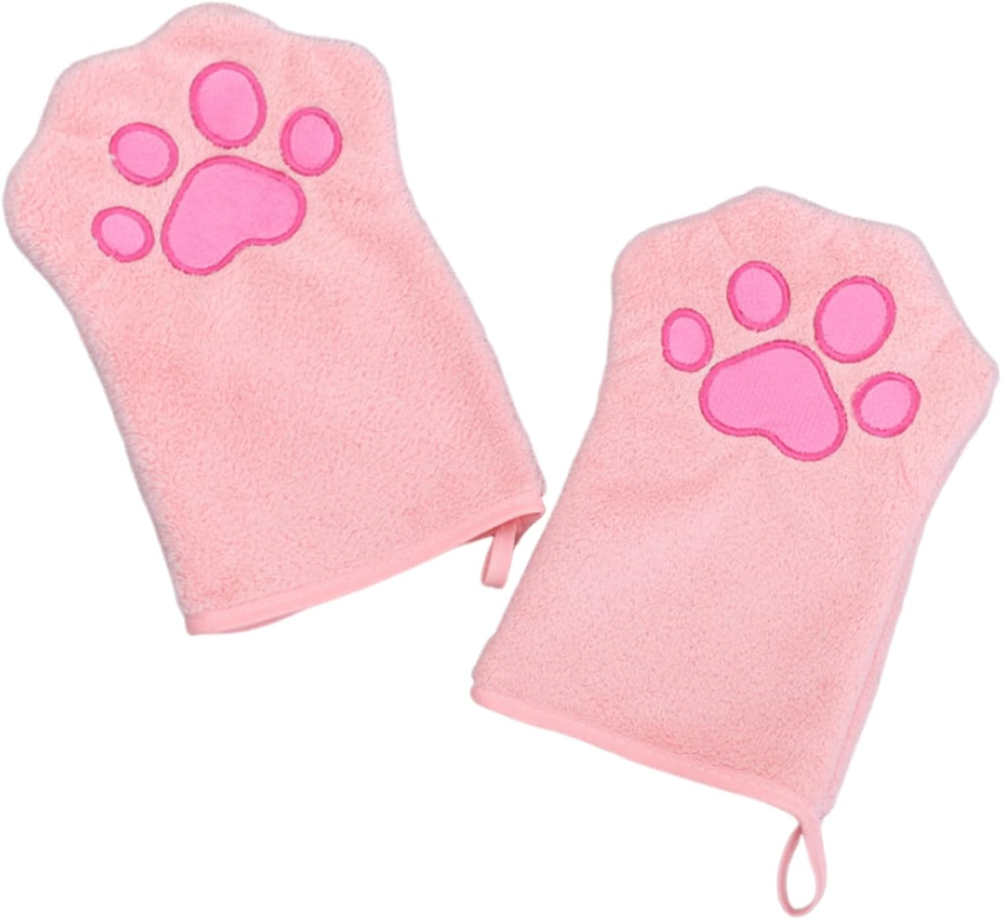 2 Pcs Dog Cleaning Towels Glove for Dogs and Cats, Soft Microfibre Pet Towel Mitts Coral Fleece, Water-Absorbent Pet Drying Mitts, Cute Cat Paw Gloves Towel (Blue)