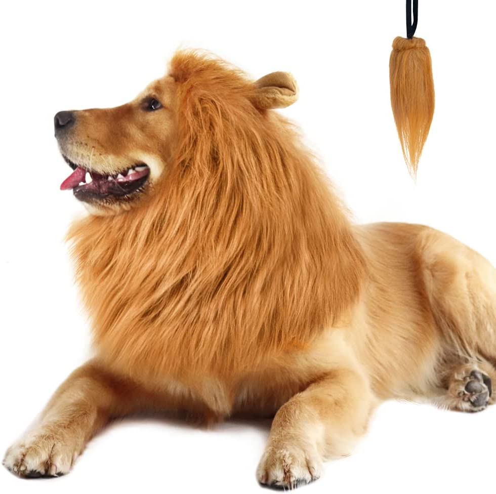CPPSLEE Lion Mane for Dog Costumes, Dog Lion Mane, Realistic Lion Wig for Medium to Large Sized Dogs, Large Dog Halloween Costumes, Lion Mane for Dog, Halloween Costumes for Dogs (Brown) image number 5