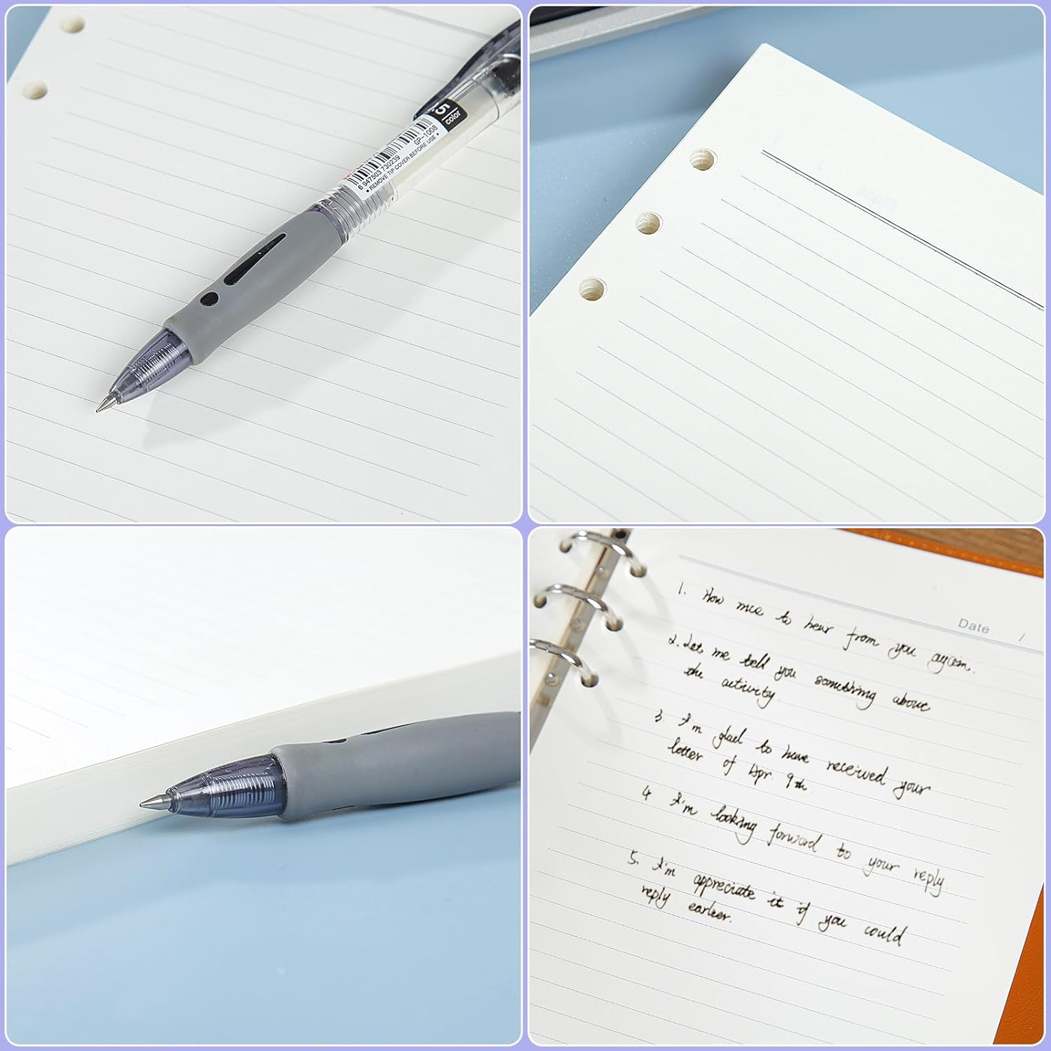 A5 Planner Inserts,Refill Lined Paper,A5 Filler Paper,Planner Insert,Notebook Journal Filler Paper,6 Hole Punched,Milky White,8.3X5.5In,100 Sheets/200 Pages,100Gs,6-Pack image number 5