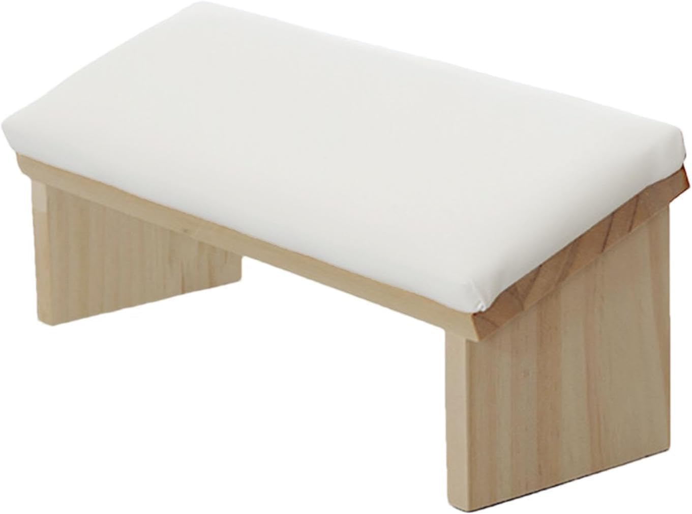 Nail Arm Rest,Wooden Leather Manicure Hand Rest in Bevel Design Comfortable Nail Polishing Arm Rest (White) image number 5