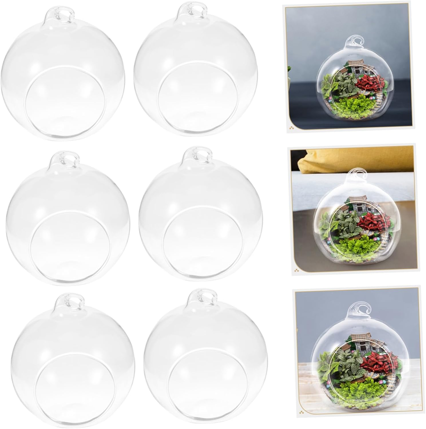 Kisangel 12Pcs Hanging Glass Plant Globe Clear Terrarium Vase Small Air Plant Terrarium for DIY Garden Home Decor image number 2