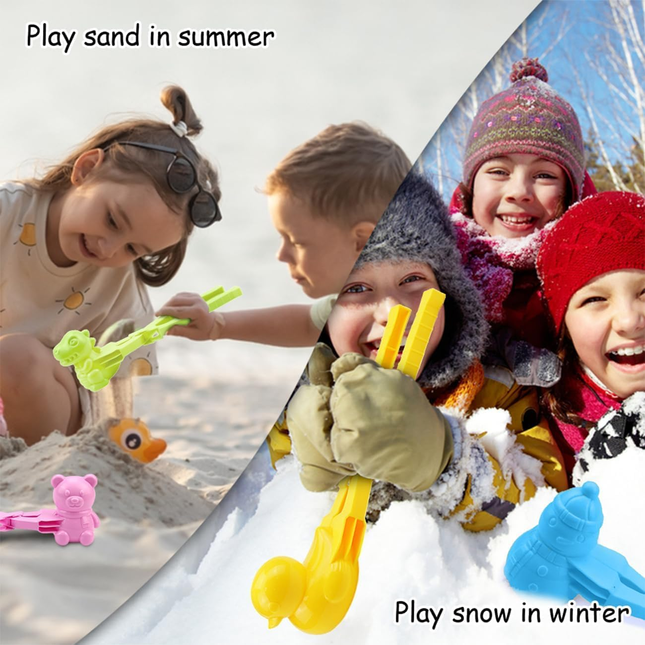 Duck Shaped Sushi Maker, 4Pcs Bear Duck Snowball Clip, Snow Clay Ball Maker, DIY Sushi Molds Animal Shapes for Rice/Mashed Potatoes/Snow image number 5